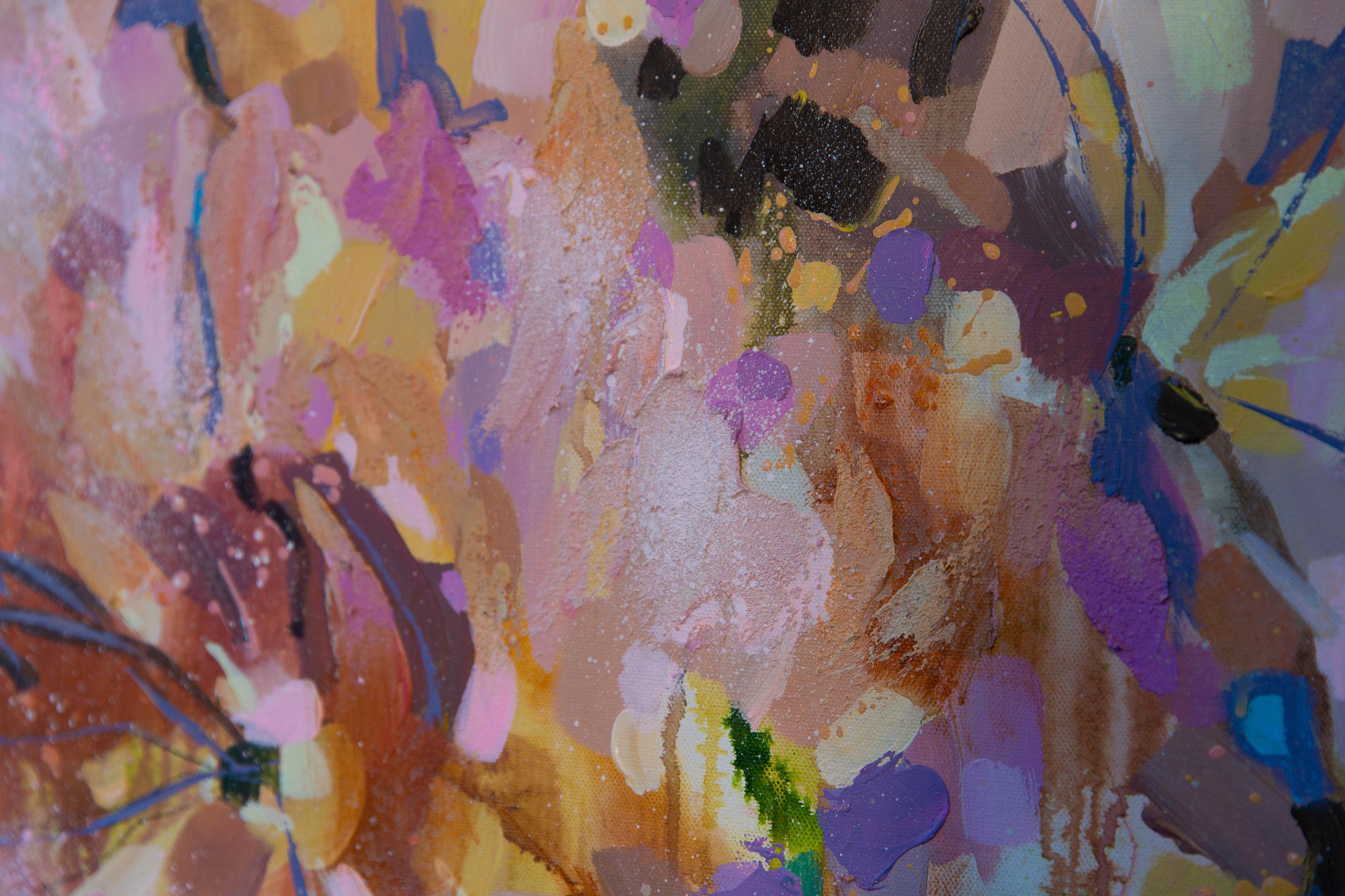 Blumenfantasie. Vertikal, Expressionismus, abstrakter Impressionismus, Blumen, Interi im Angebot 9