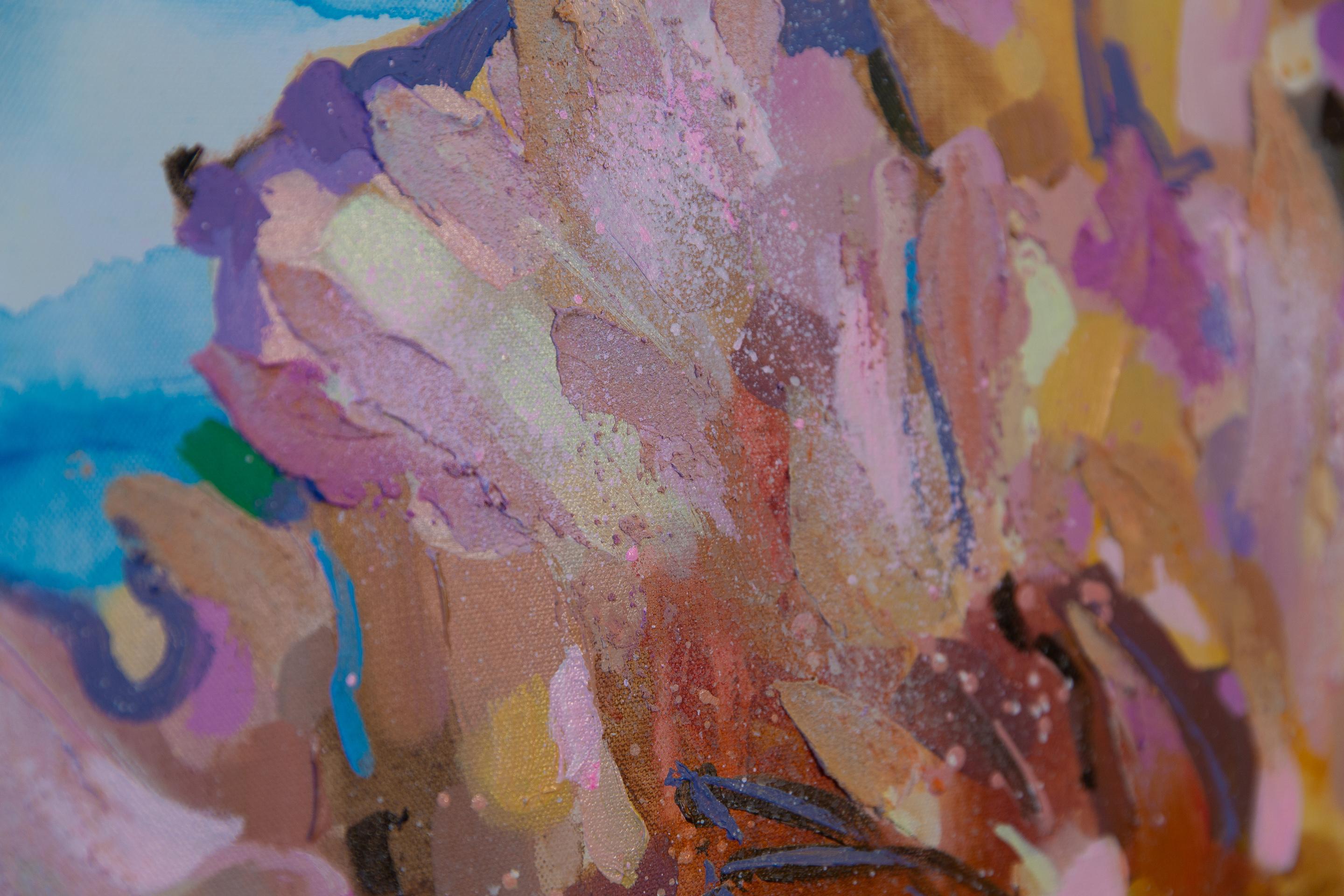 Blumenfantasie. Vertikal, Expressionismus, abstrakter Impressionismus, Blumen, Interi im Angebot 11