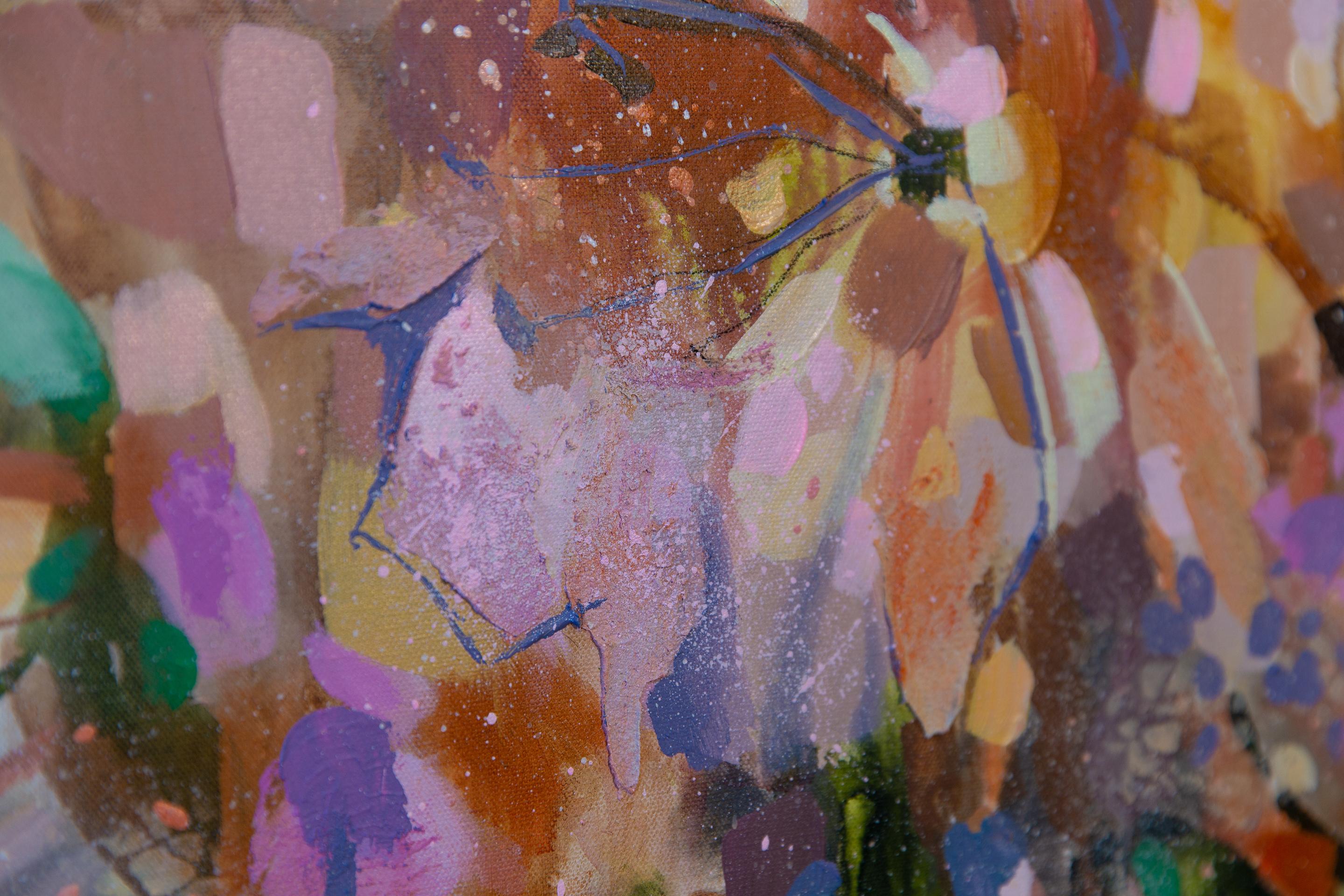 Blumenfantasie. Vertikal, Expressionismus, abstrakter Impressionismus, Blumen, Interi im Angebot 12