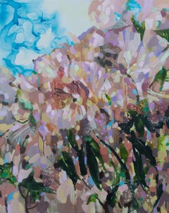 Flower Fantasy. Vertical, expressionism, semi-abstract, Interior painting