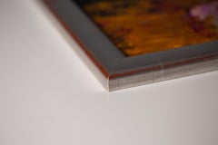 Flowers in the Black Vase. Acrylic painting, square, floral, black, pink, gold