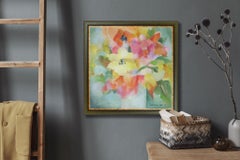 Flowers in White Vase. Floral painting, flower bouquet, japandi wall art