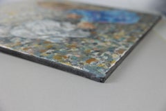 Friends. Children, animals, figurative oil painting, girls portrait, dog