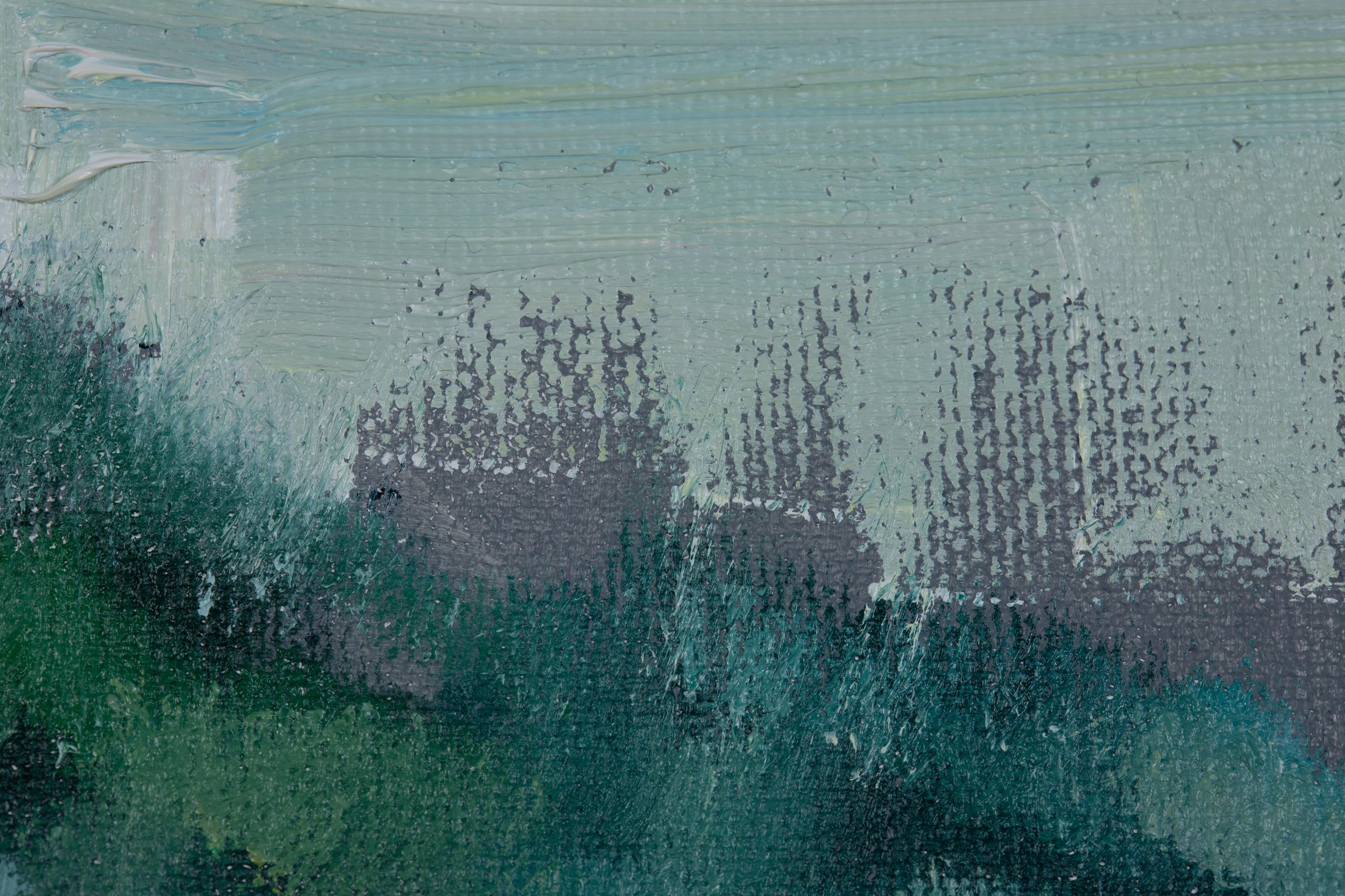 Jardin devant avec fleurs roses Fleurs, horizontale, peinture à l'huile en vente 6
