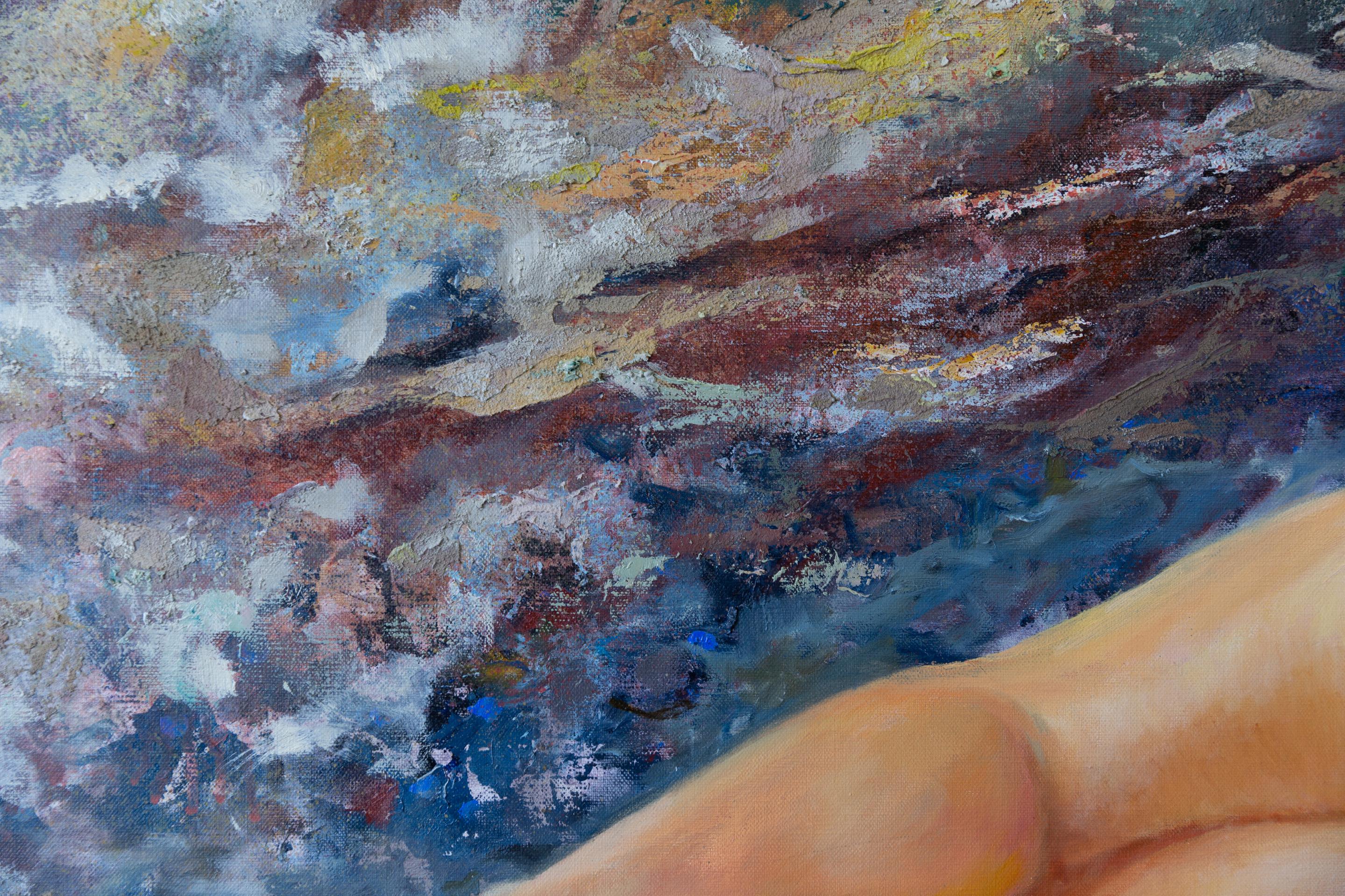Fuerteventura. Acrylgemälde, groß, horizontal. . Aktmodell, figurativ im Angebot 4