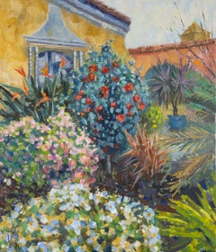Gardens of Los Angeles. Landscape oil, flowers beauty house, California