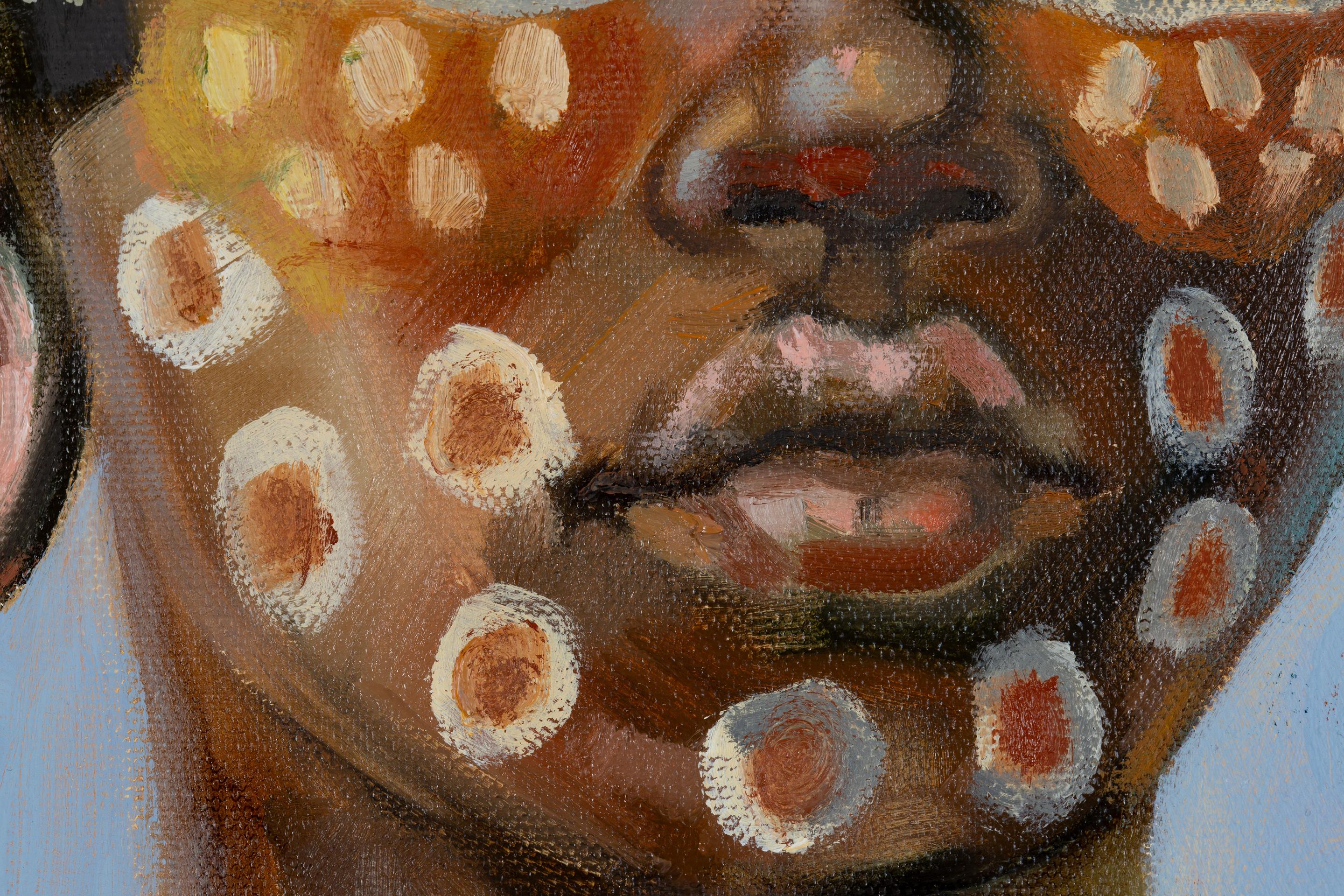 Girl from Surma People. Vertical, girl, portrait, oil painting, impressionism For Sale 8
