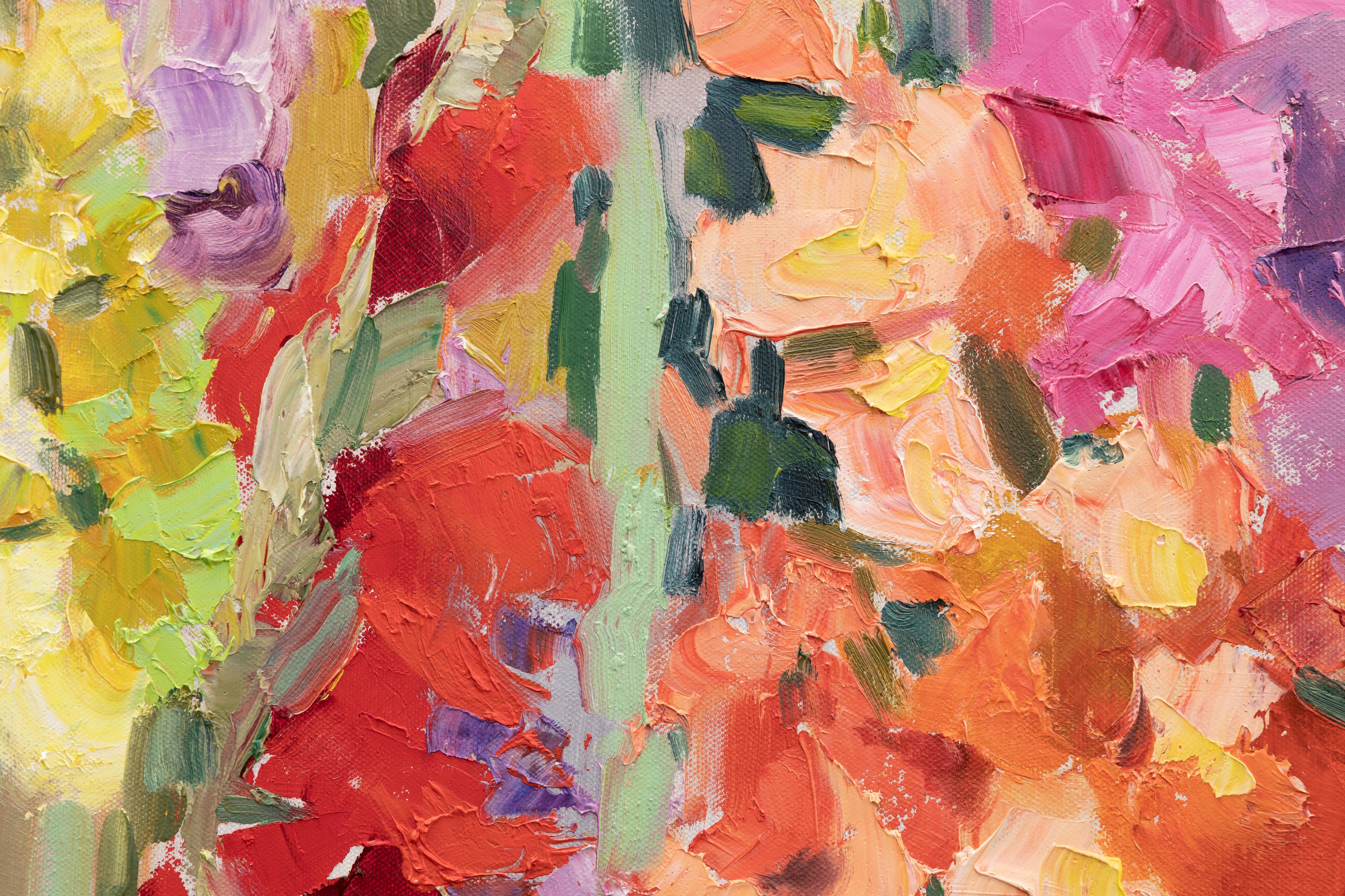 Gladioli. Horizontal, impressionism, landscape, oil, bright flowers, floral For Sale 5