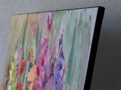 Gladioli. Horizontal, impressionism, landscape, oil, bright flowers, floral