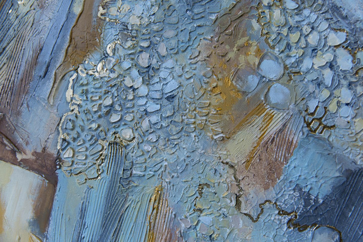Golden Chrysanthemum. Semi-abstract, large format, horizontal, grey, mod For Sale 5
