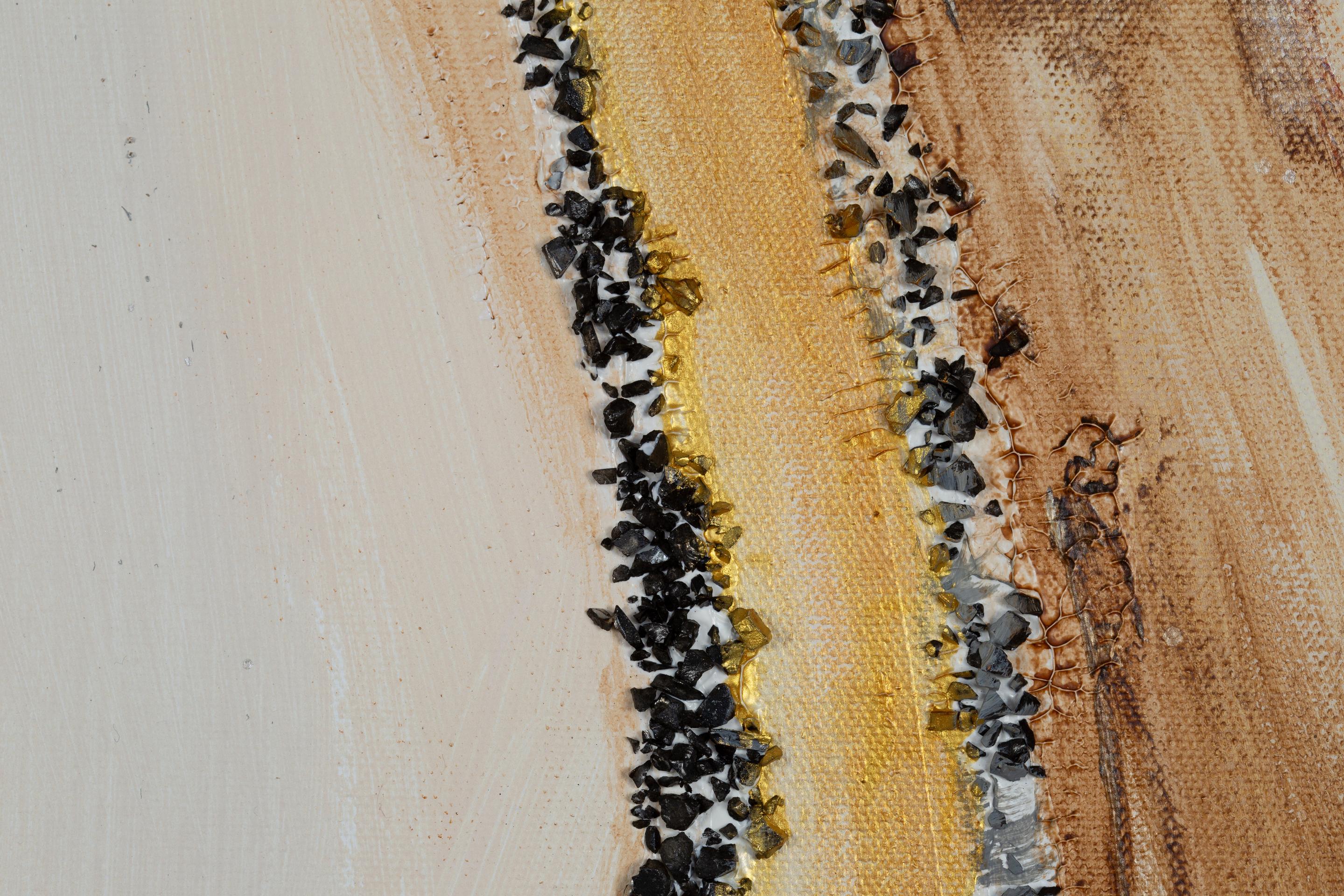 Corrente d'oro.  Verticale, astratto, dipinto per interni, grande formato, oro in vendita 10