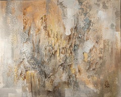 "Golden Nectar". Abstract large expressionist work for interior, horizontal