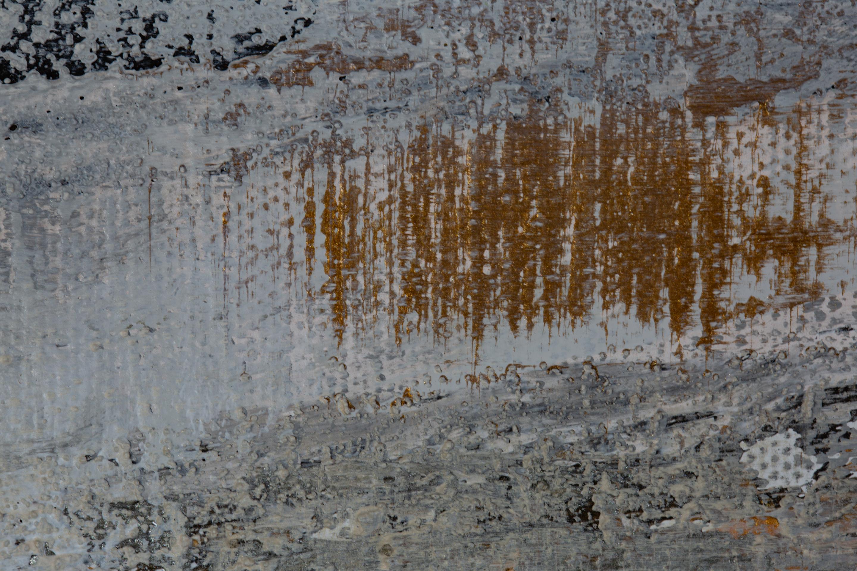 Golden River. Orizzontale, astratto, dipinto per interni, grande formato, oro in vendita 7