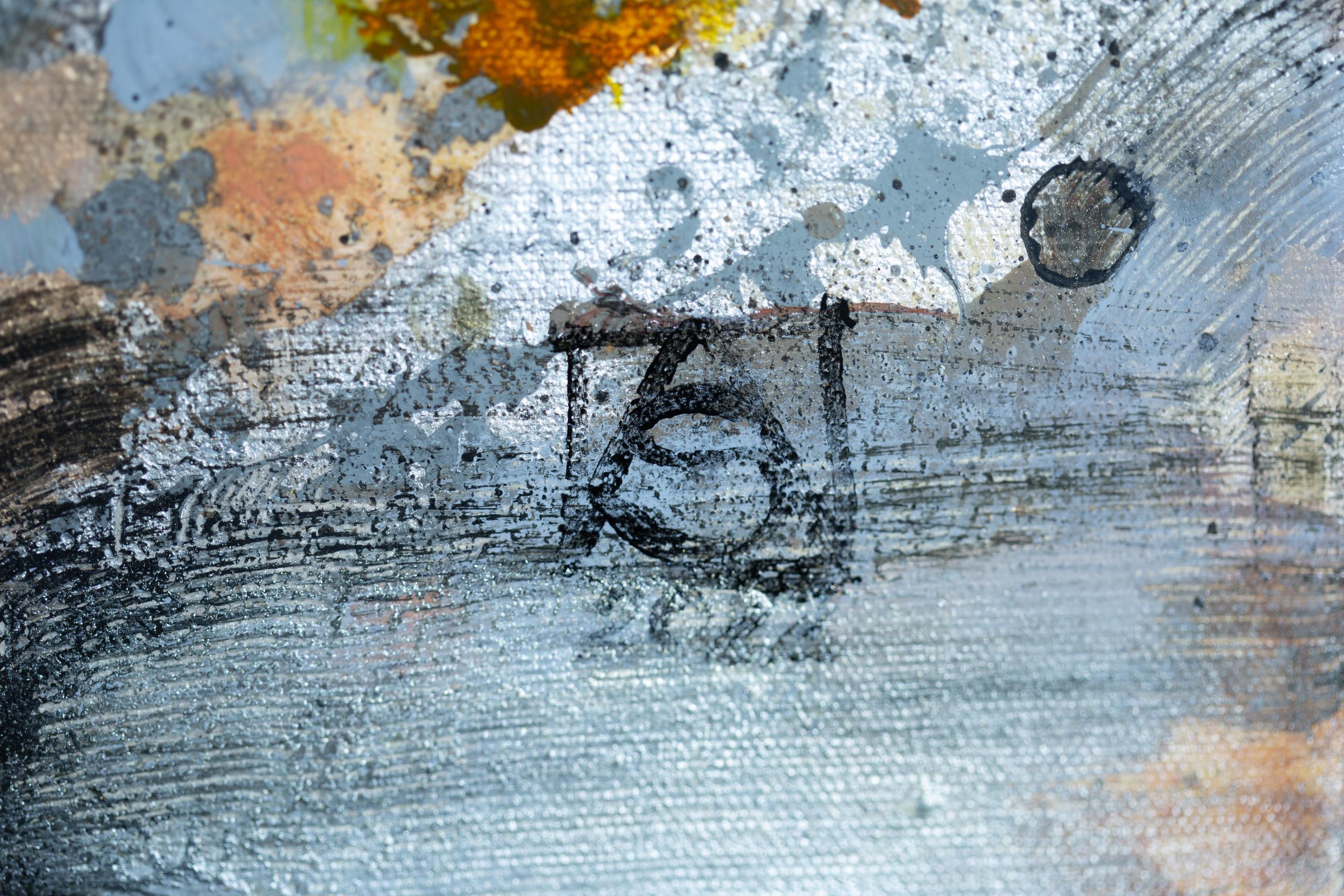 Gorge - Gray Abstract Painting by Anna Shesterikova
