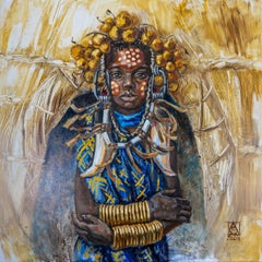 Nieta de la Sacerdotisa. Retrato de un niño en traje nacional. Afrika
