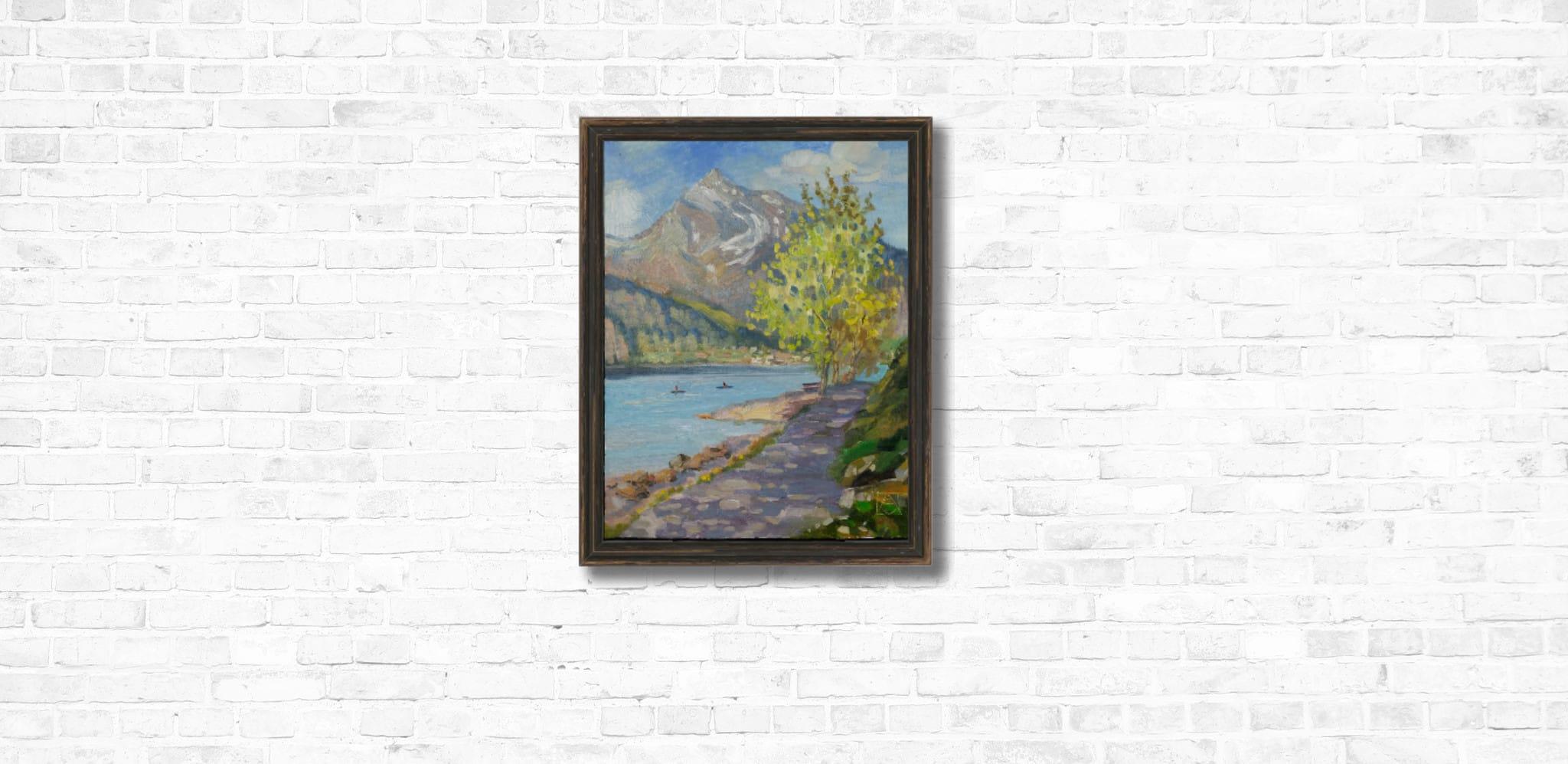 Ferien am Walensee. Landschaft, Natur, See, Frühling, Impressionismus, vertikal im Angebot 1