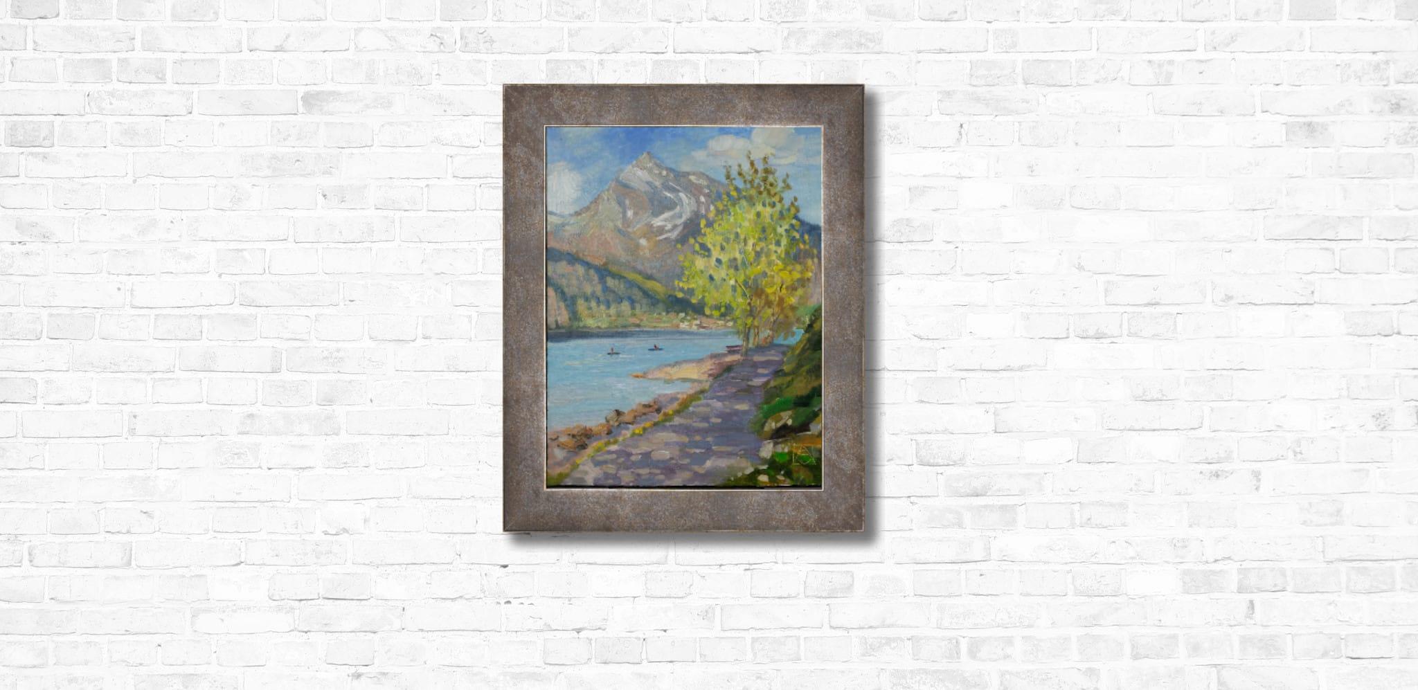 Ferien am Walensee. Landschaft, Natur, See, Frühling, Impressionismus, vertikal im Angebot 2