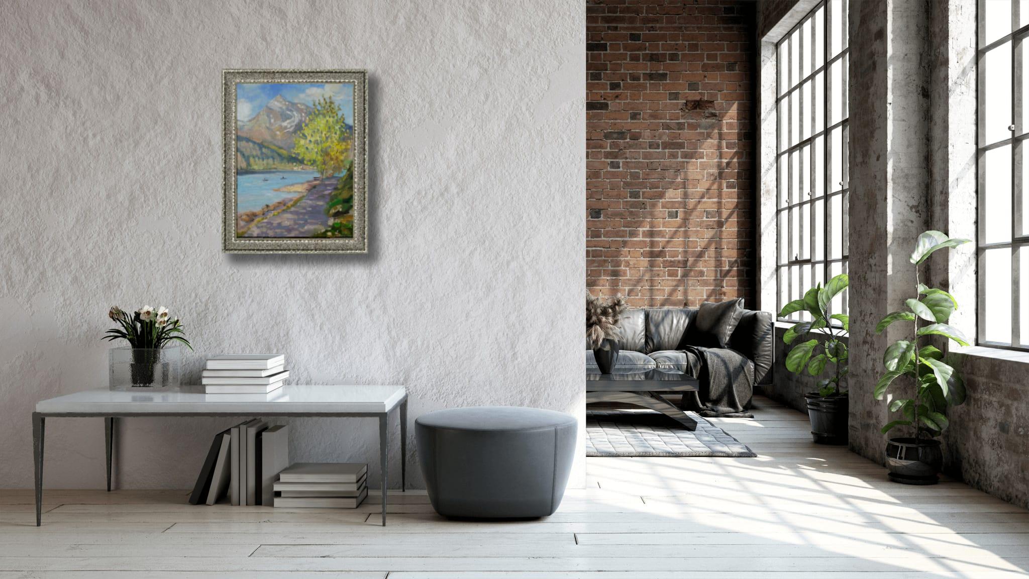 Ferien am Walensee. Landschaft, Natur, See, Frühling, Impressionismus, vertikal im Angebot 3