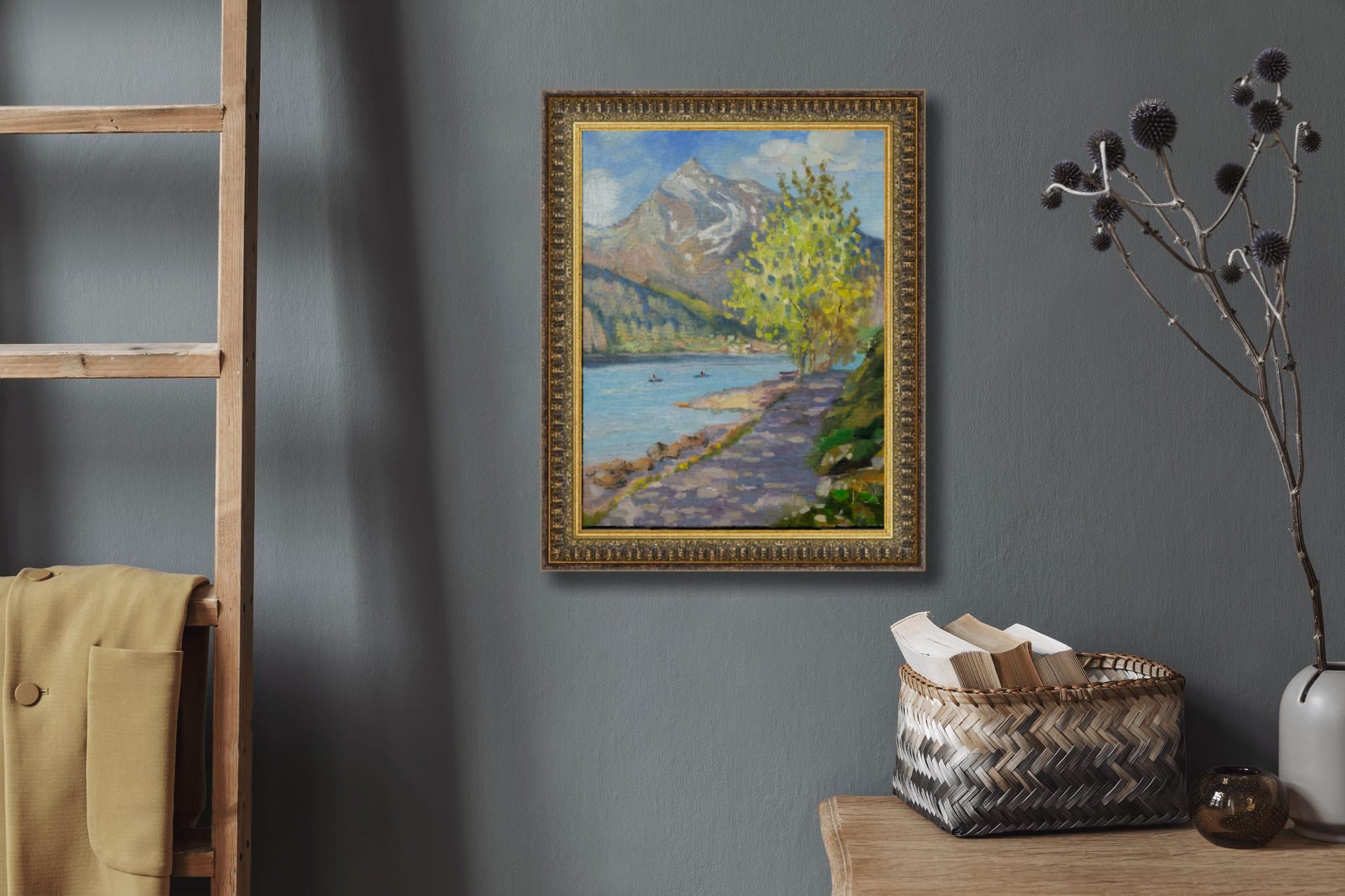 Ferien am Walensee. Landschaft, Natur, See, Frühling, Impressionismus, vertikal im Angebot 4