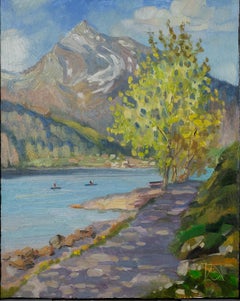 Ferien am Walensee. Landschaft, Natur, See, Frühling, Impressionismus, vertikal