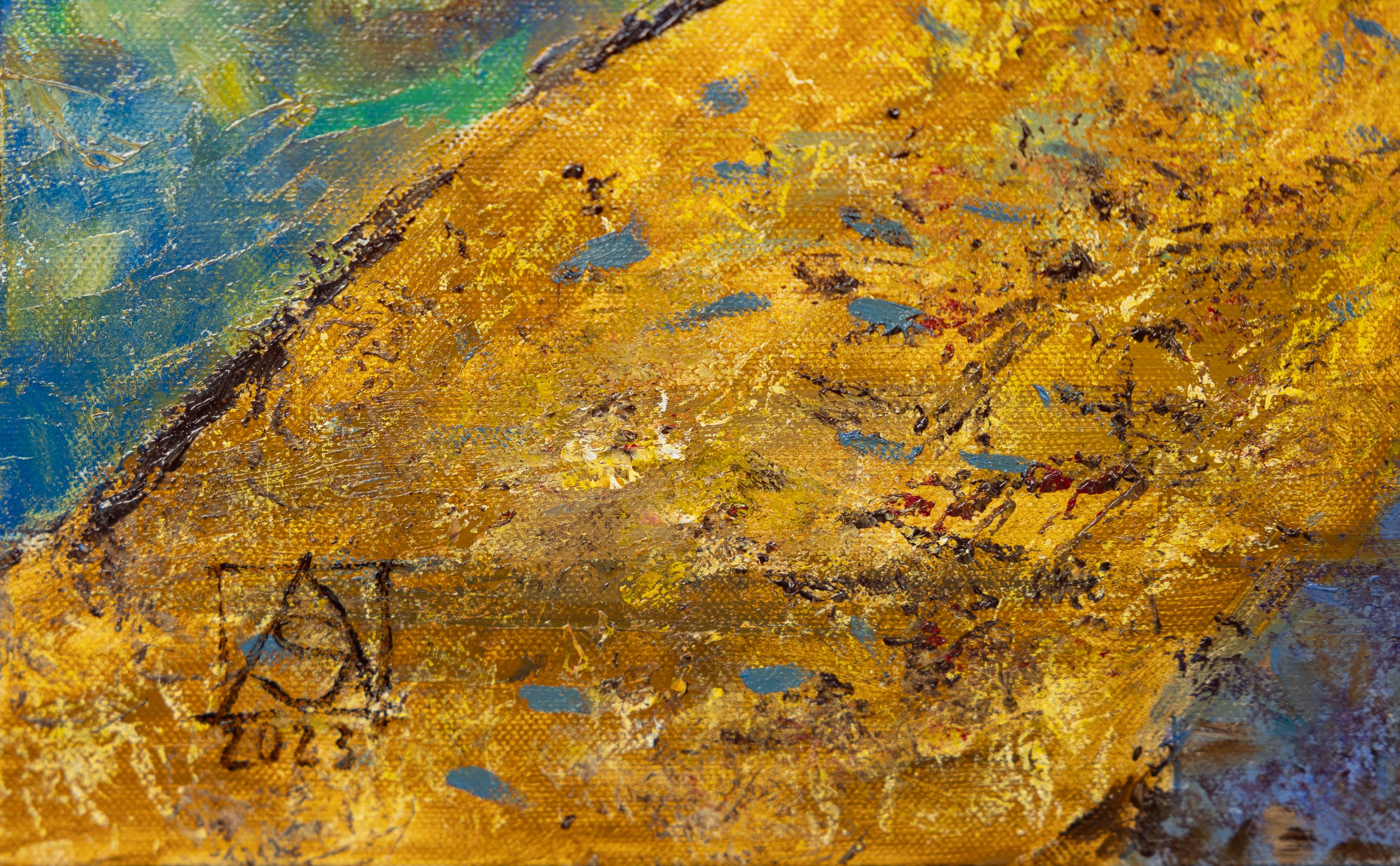 Cavallo. Pittura a olio, figurativa, su Dio, padre, figlio. - Figurative Painting Marrone di Anna Shesterikova