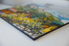 "House with Sunflowers", autumn, oil, Landscape Painting, mountains, Alps