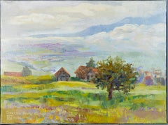 Impressionistisches Landschaftsgemälde, Ölgemälde „View from Grabserberg“, horizontal
