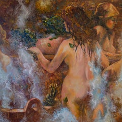 In a Bath-house. Nude, women, figurative, oil, impressionism