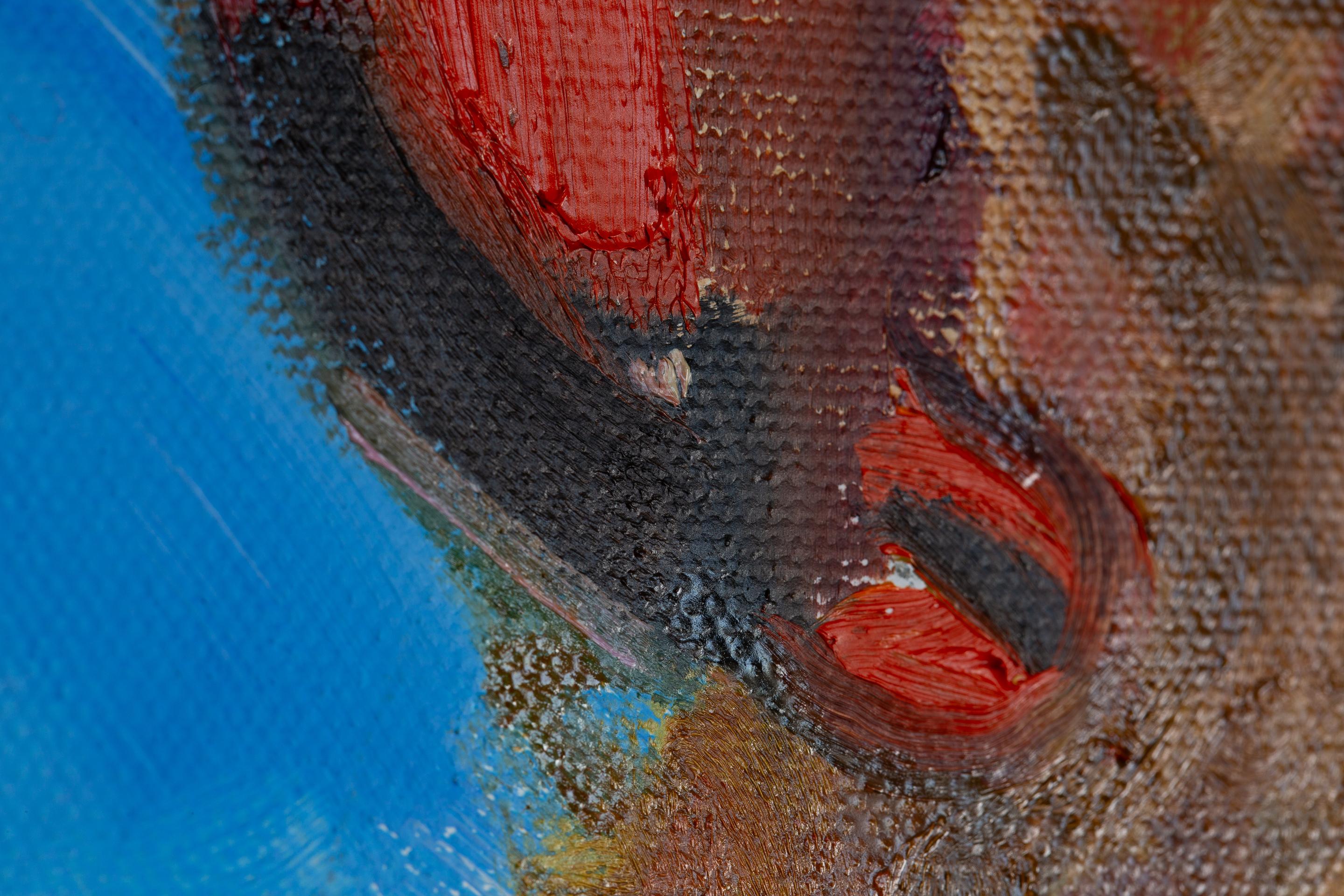 Verliebt. Das Mädchen von den Solomon-Inseln. Quadratischer Quadrat, Porträt, Kind, Malerei, Acryl im Angebot 11