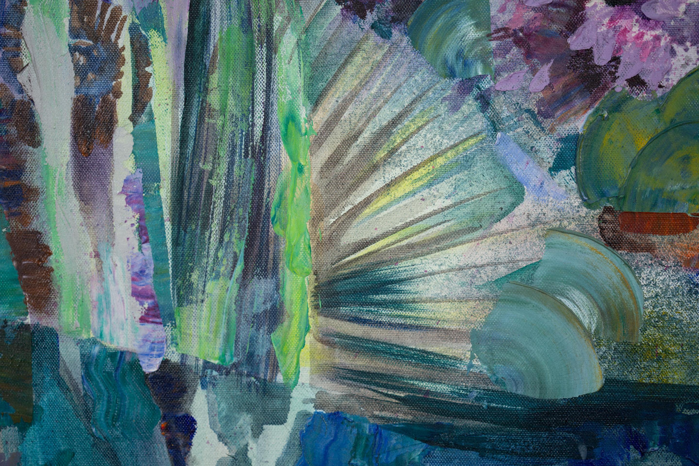 Im Königreich von Neptun.  Acrylmalerei, horizontal, Meer, Fisch, türkis im Angebot 1