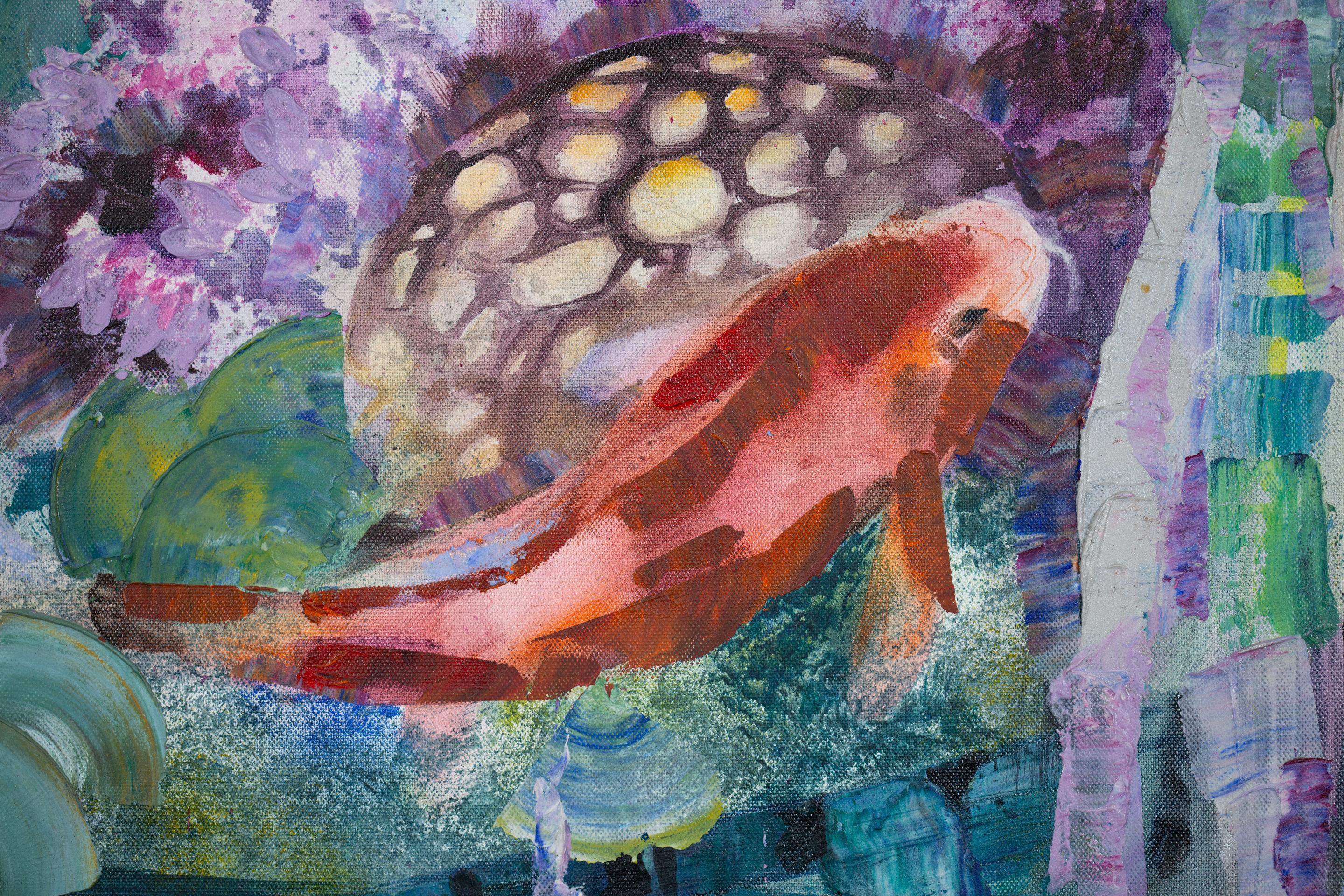 Im Königreich von Neptun.  Acrylmalerei, horizontal, Meer, Fisch, türkis im Angebot 3