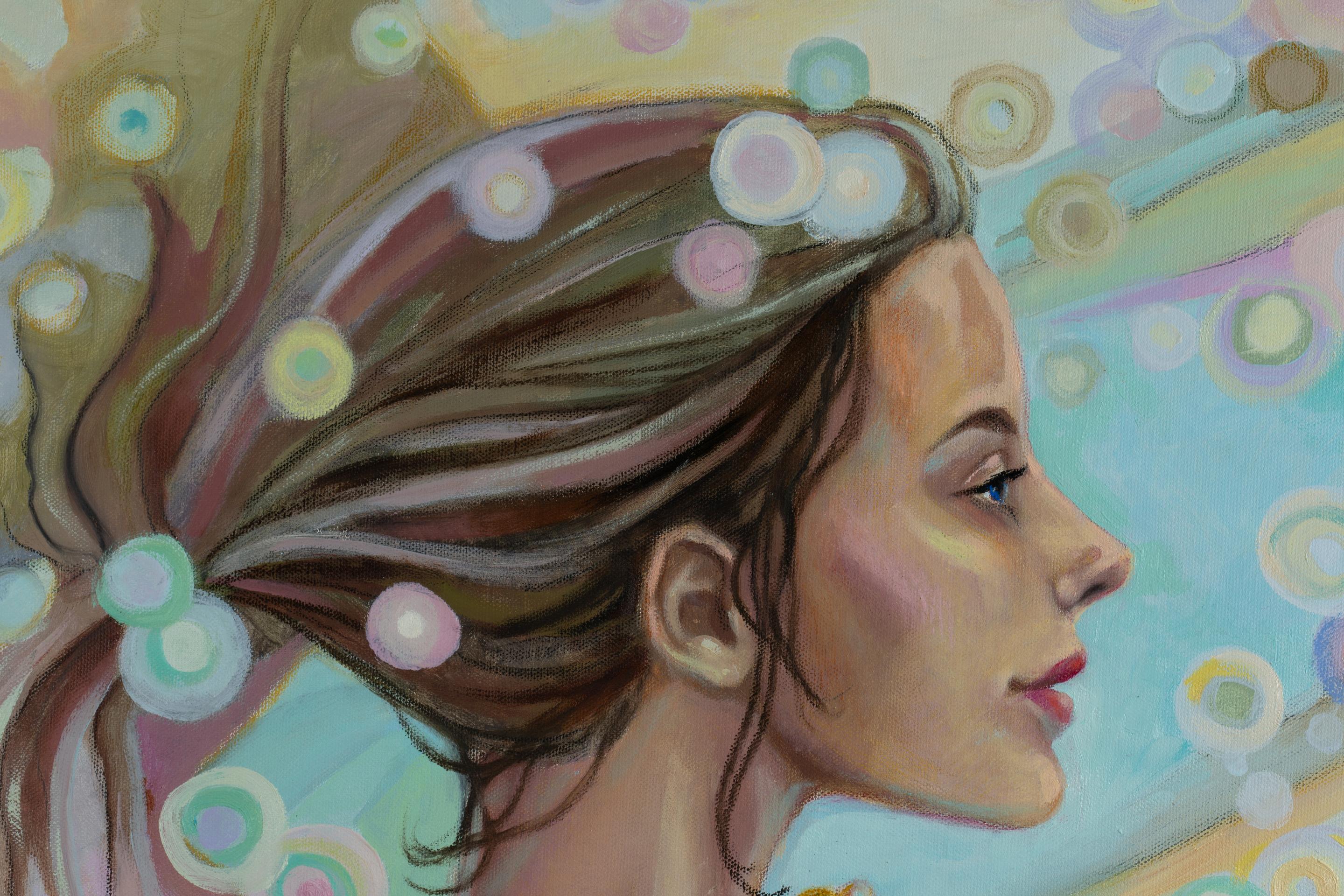 Atrapa la inspiración. Chica, luz, horizontal, pájaro, pintura decorativa en venta 11