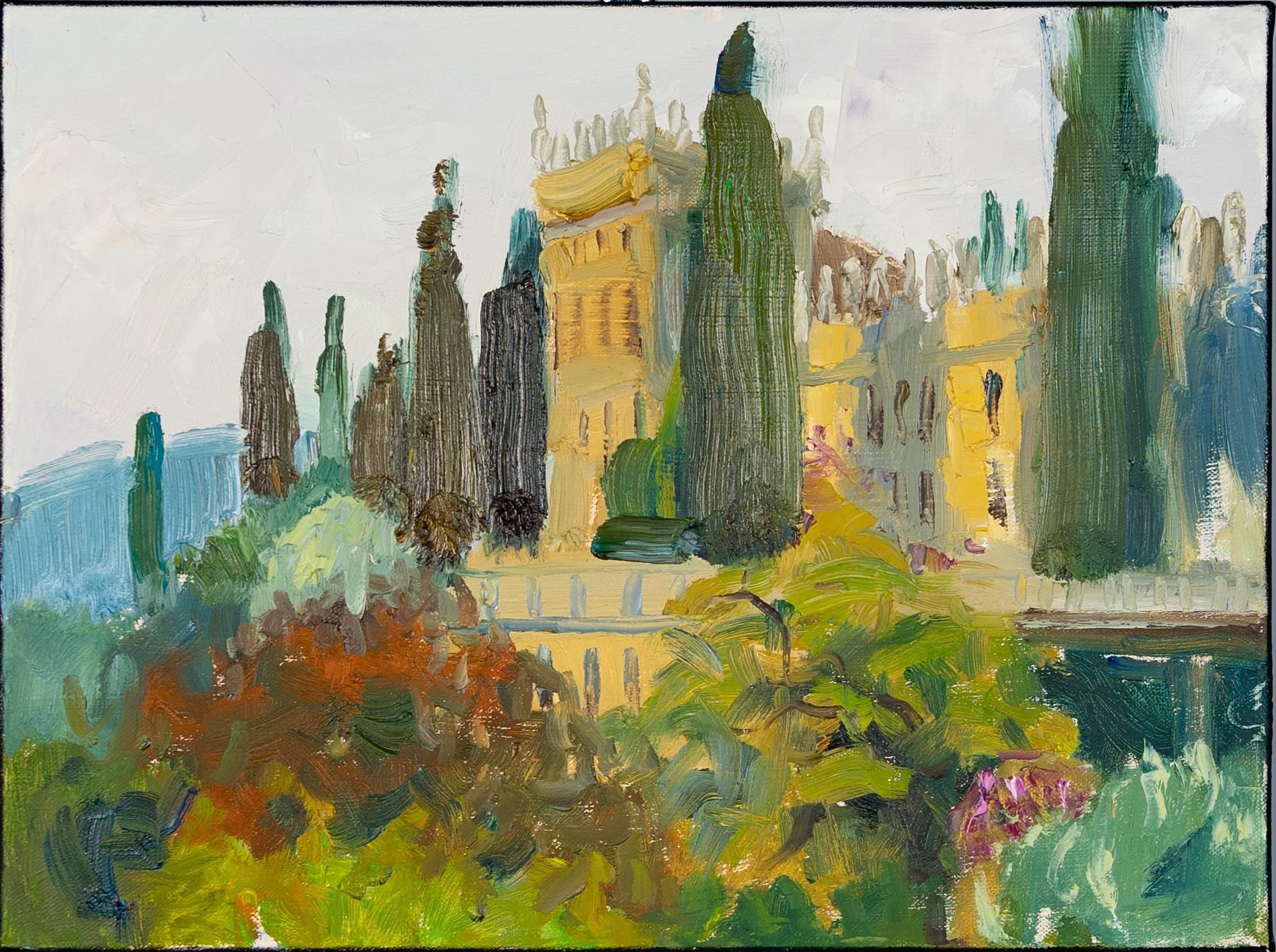 Isola del Garda. Oil, autumn, landscape. Horizontal, floral, impressionism