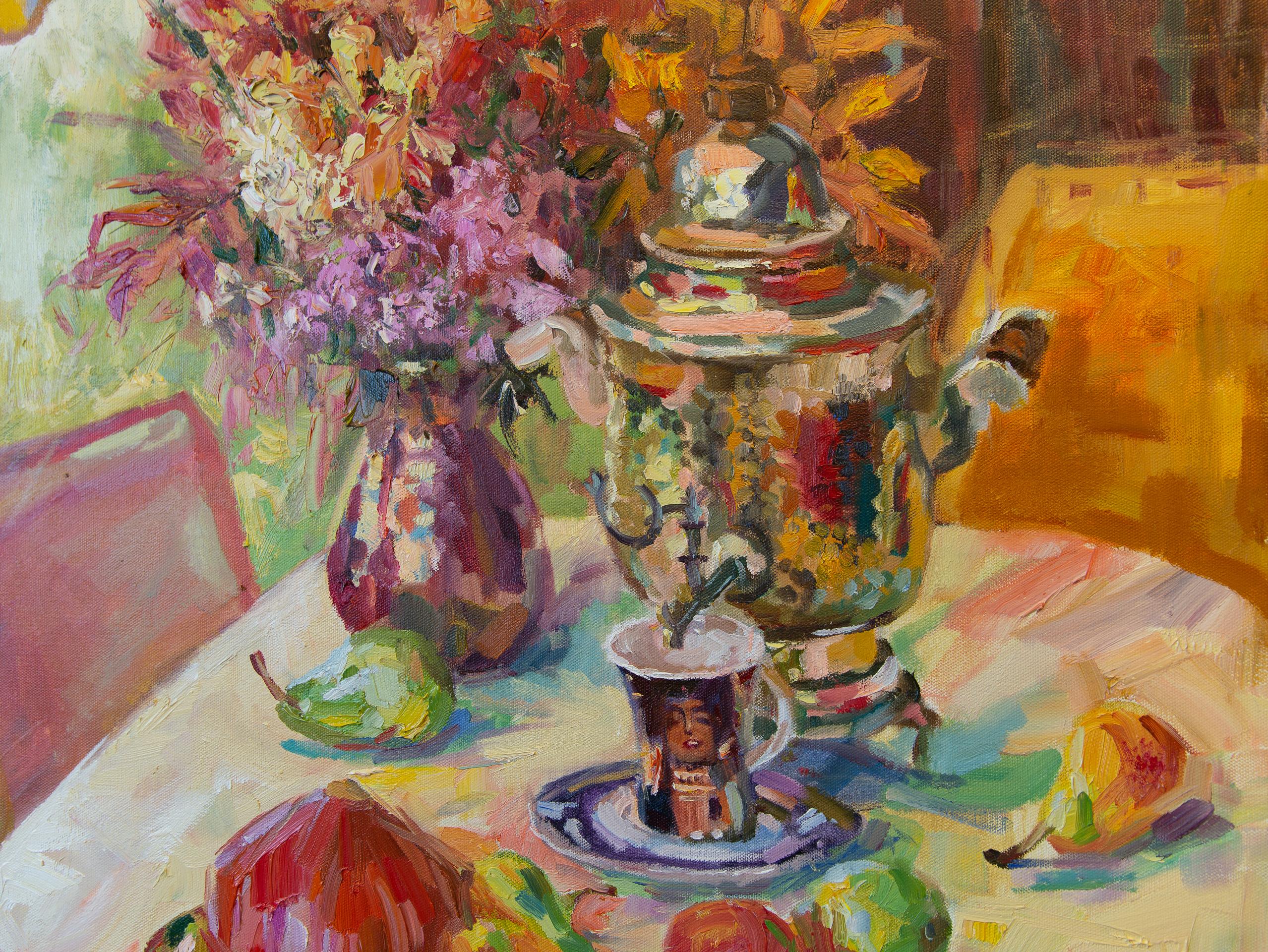 Judith. Vertical, óleo, brillante, flores, frutas, verano, bodegón en venta 5