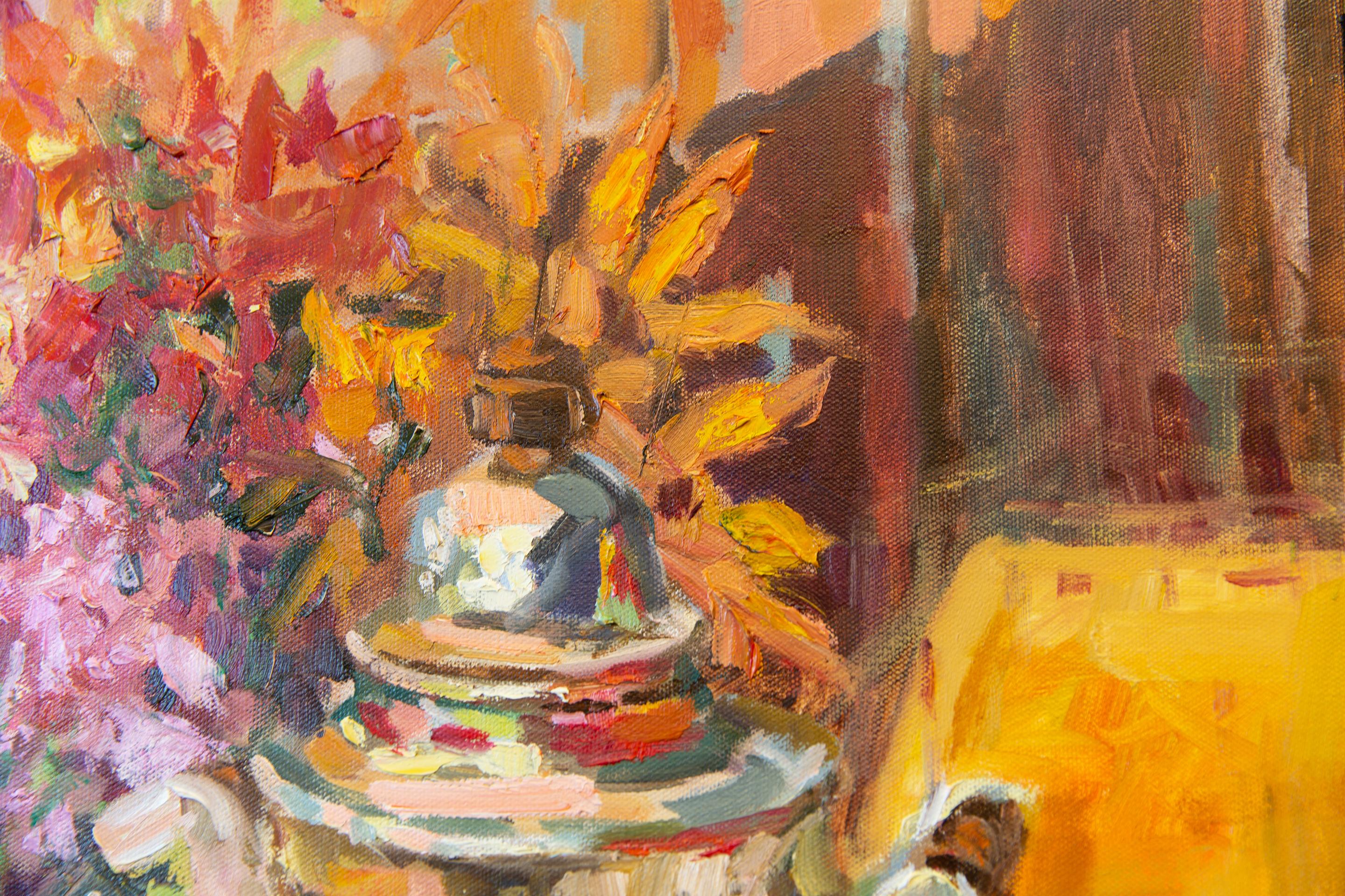 Judith. Vertical, oil, bright, flowers, fruits, summer, still life For Sale 7
