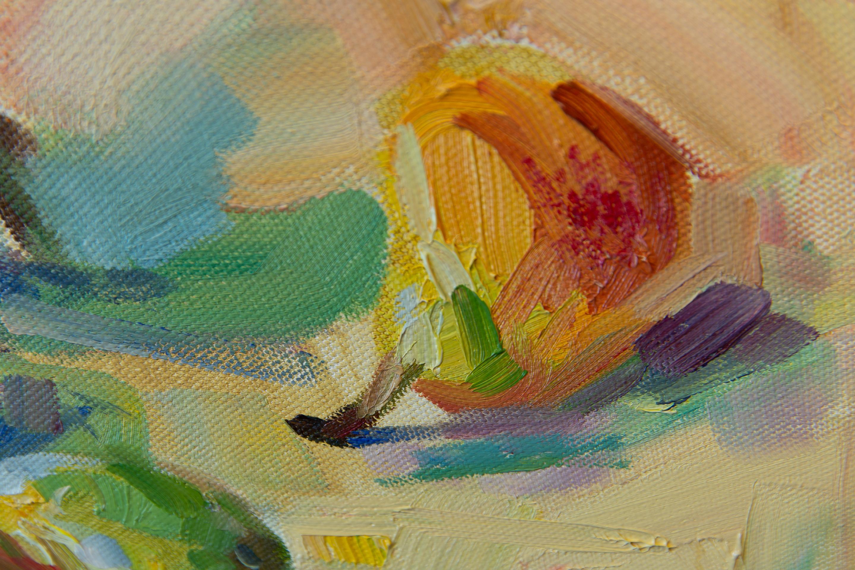 Judith. Vertical, oil, bright, flowers, fruits, summer, still life For Sale 9