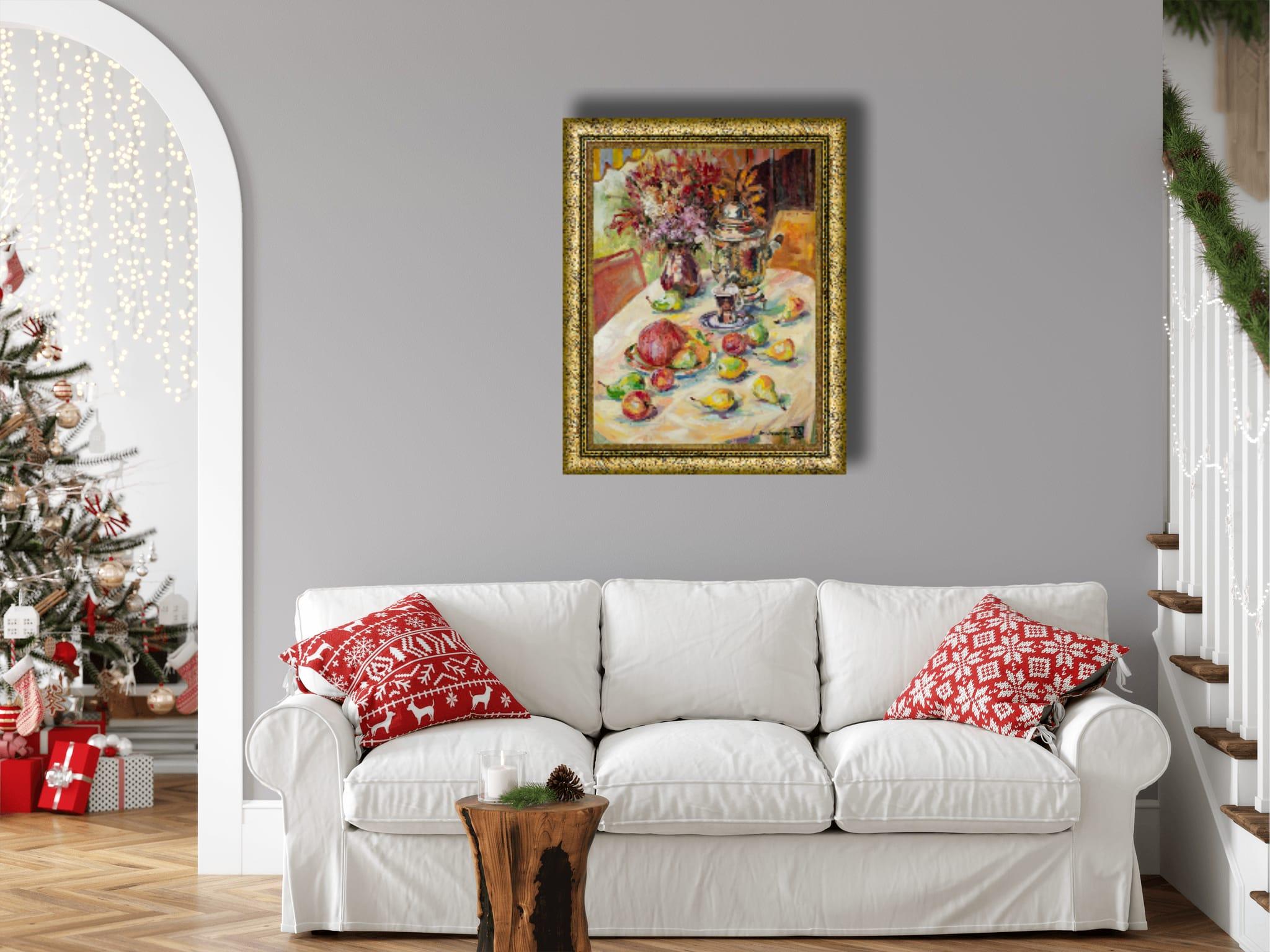 Judith. Vertical, óleo, brillante, flores, frutas, verano, bodegón en venta 14