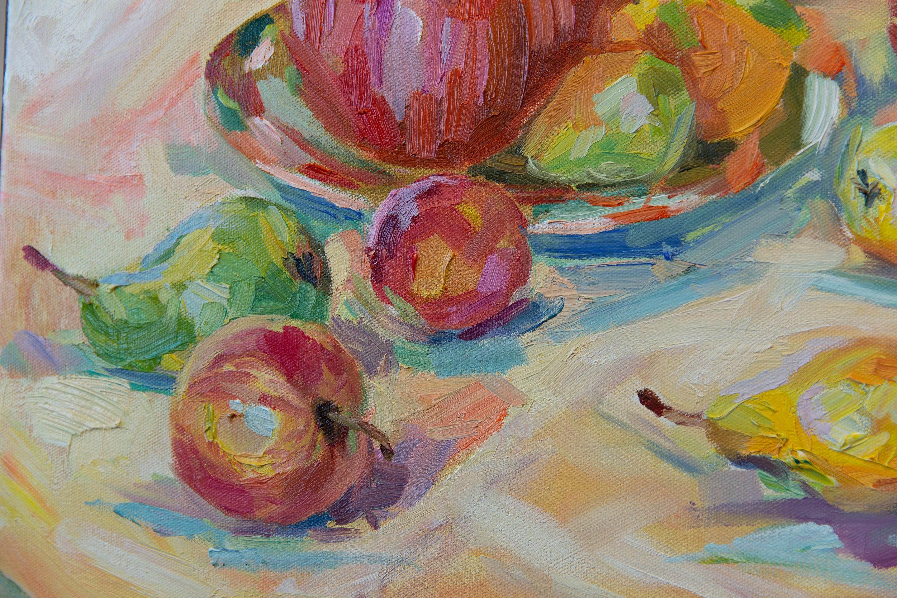 Judith. Vertical, oil, bright, flowers, fruits, summer, still life For Sale 1