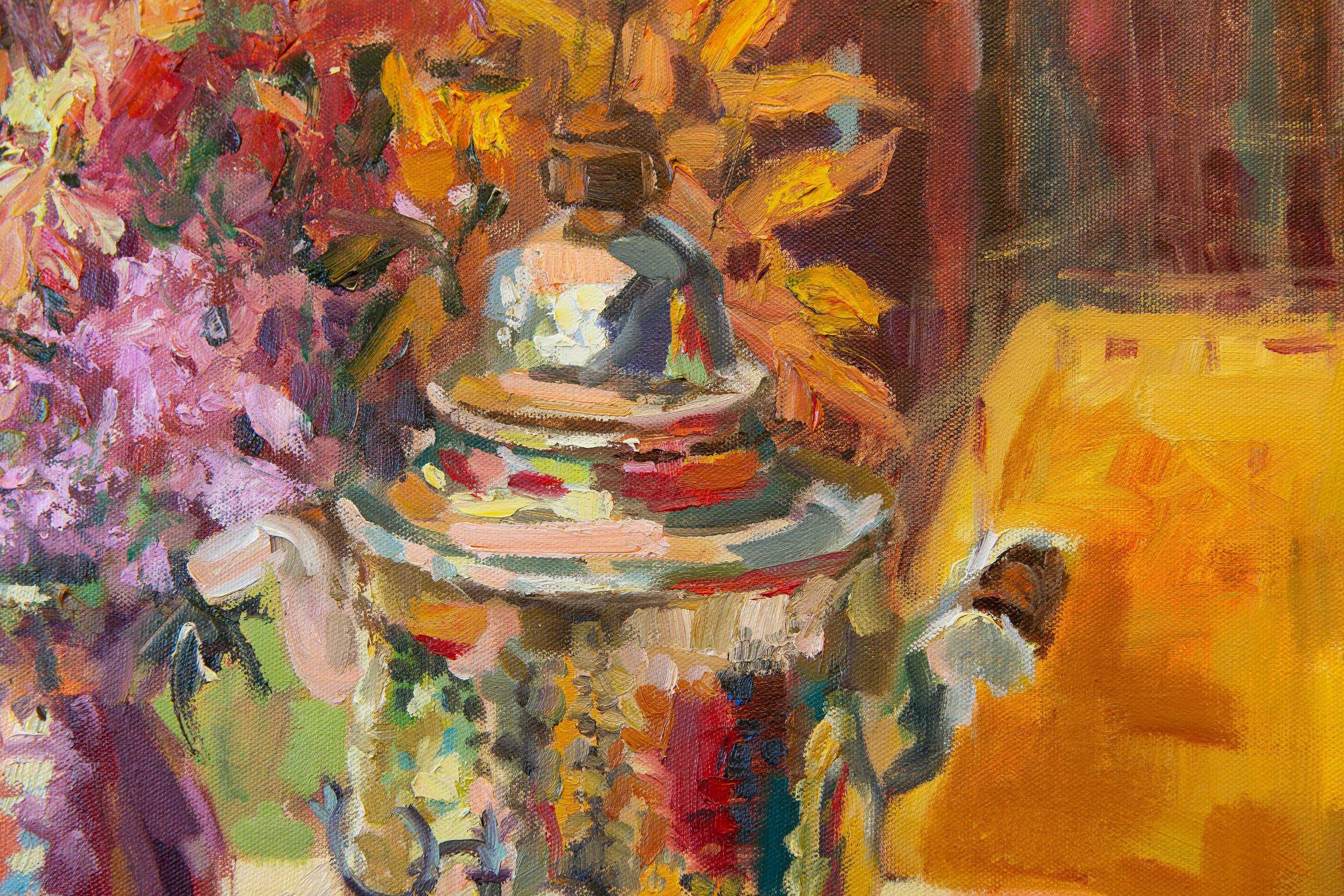 Judith. Vertical, óleo, brillante, flores, frutas, verano, bodegón en venta 4