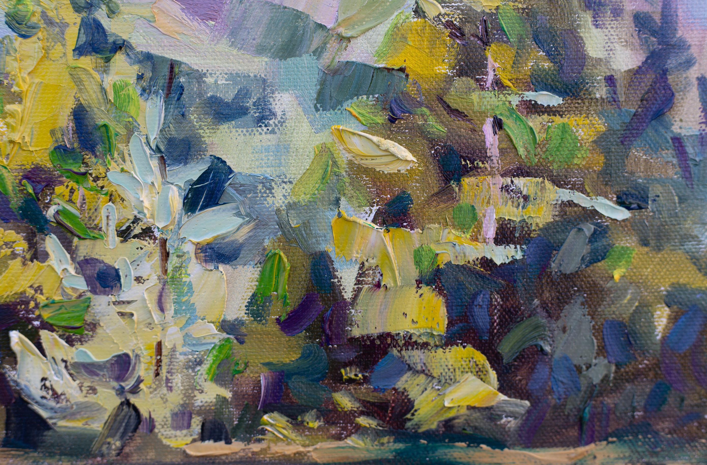 Juli am Simi-See. Landschaft in Öl, Schönheit, Berge, Natur, Schweiz . im Angebot 1