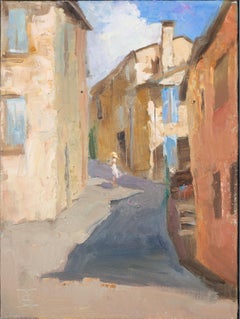 July in Fayence. City, France, oil, landscape impressionism, vertical