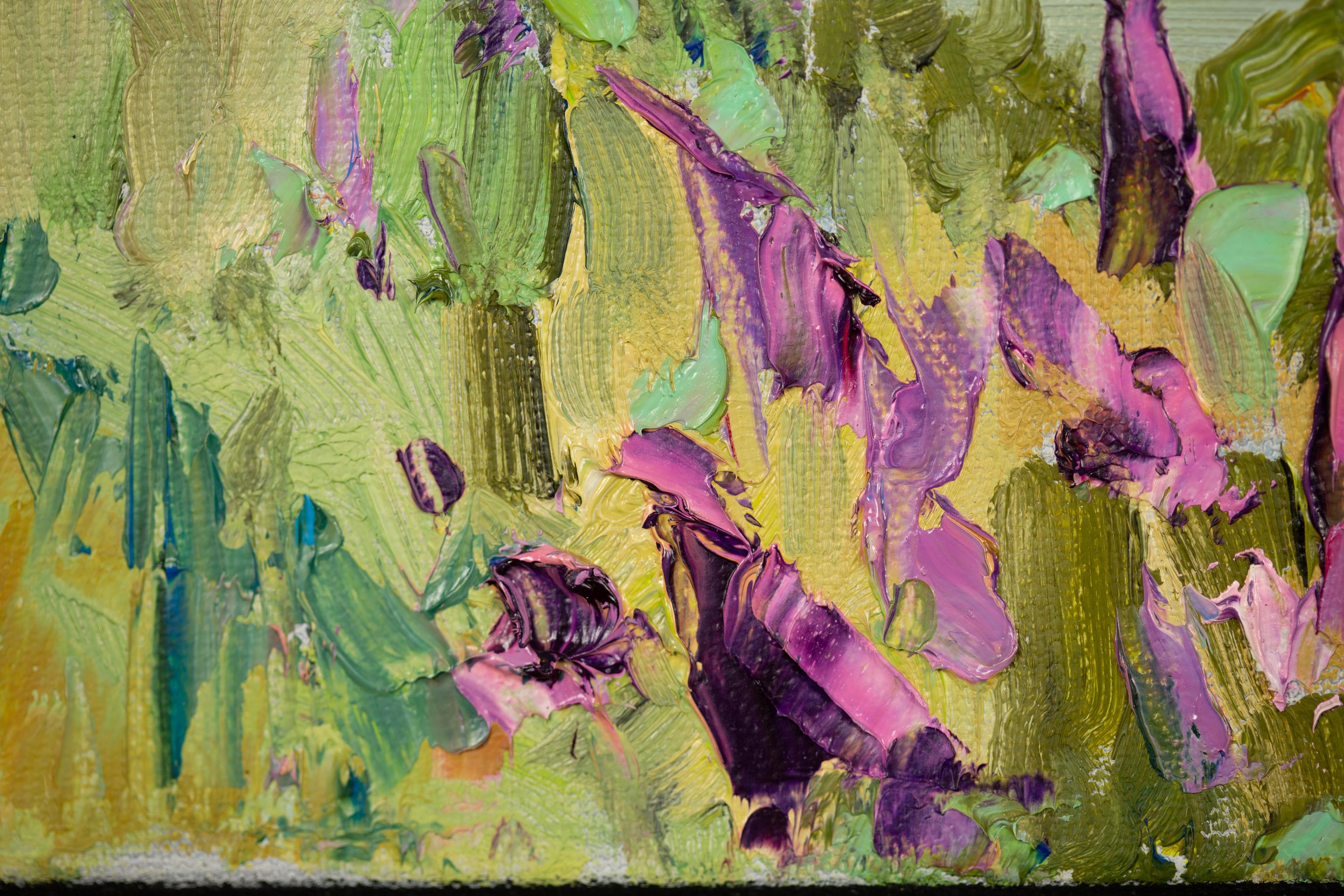 Humeur de juillet. Paysage, impressionnisme, horisontal, montagnes, rivière, Suisse en vente 2
