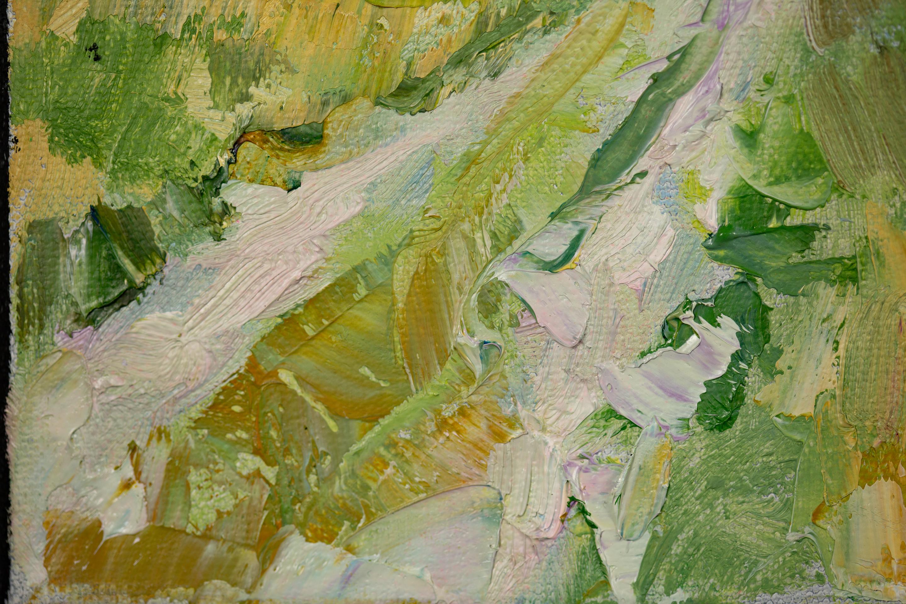July Mood. Landscape, impressionism, vertical, mountains, river, Switzerland For Sale 4