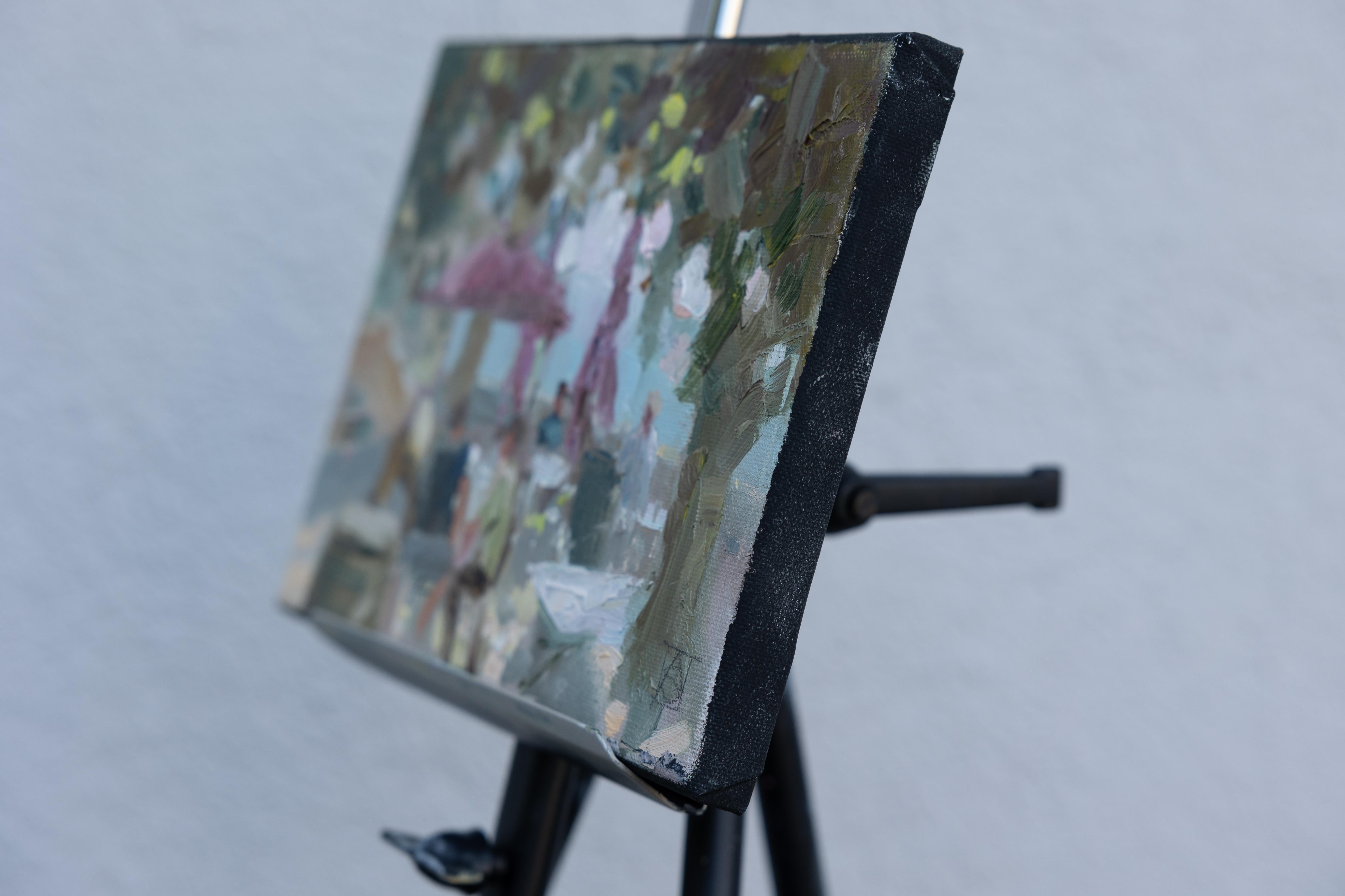La Blage. Small, horizontal landscape, impressionism, France - Painting by Anna Shesterikova