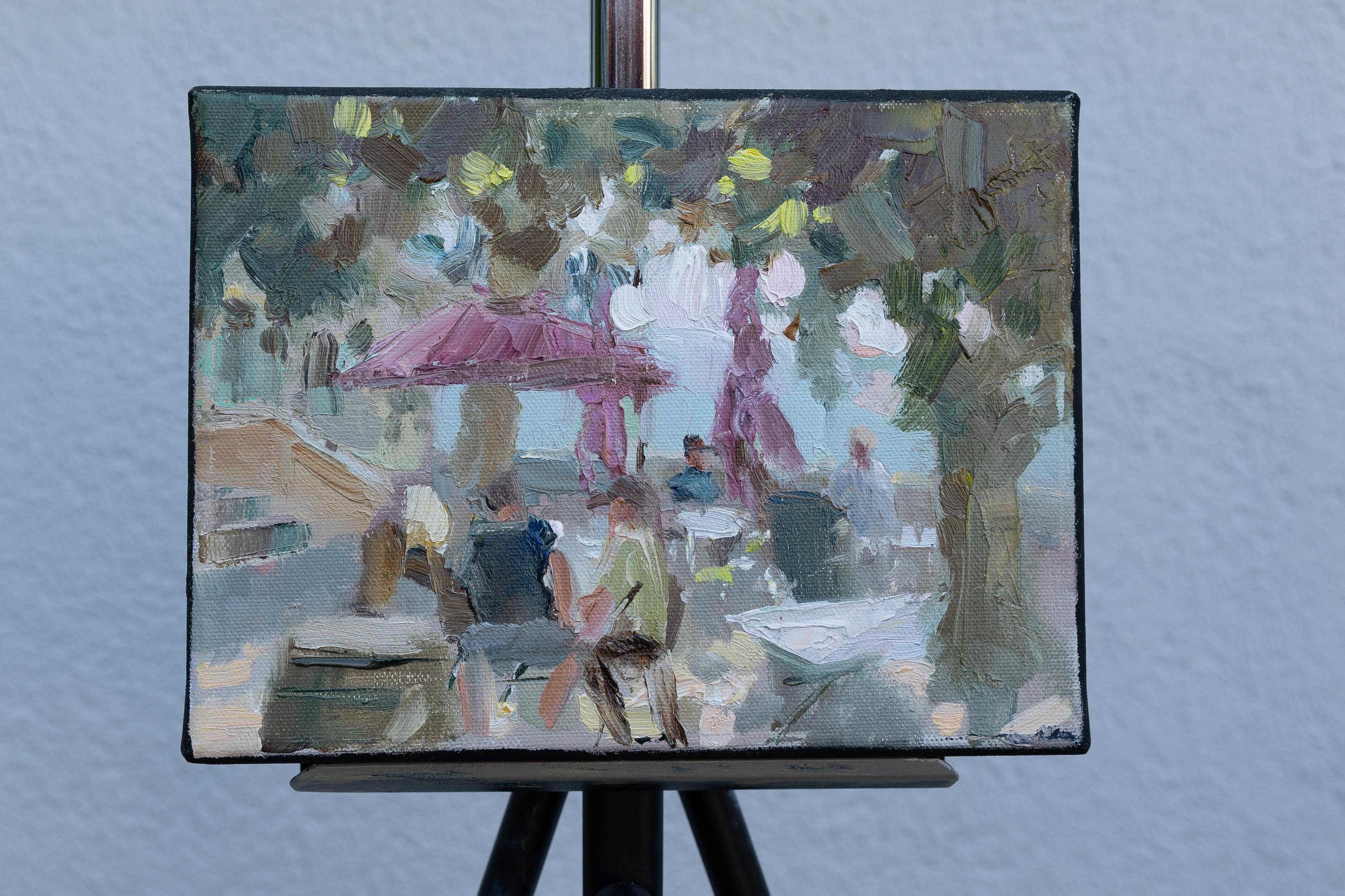 La Blage. Small, horizontal landscape, impressionism, France - Post-Impressionist Painting by Anna Shesterikova