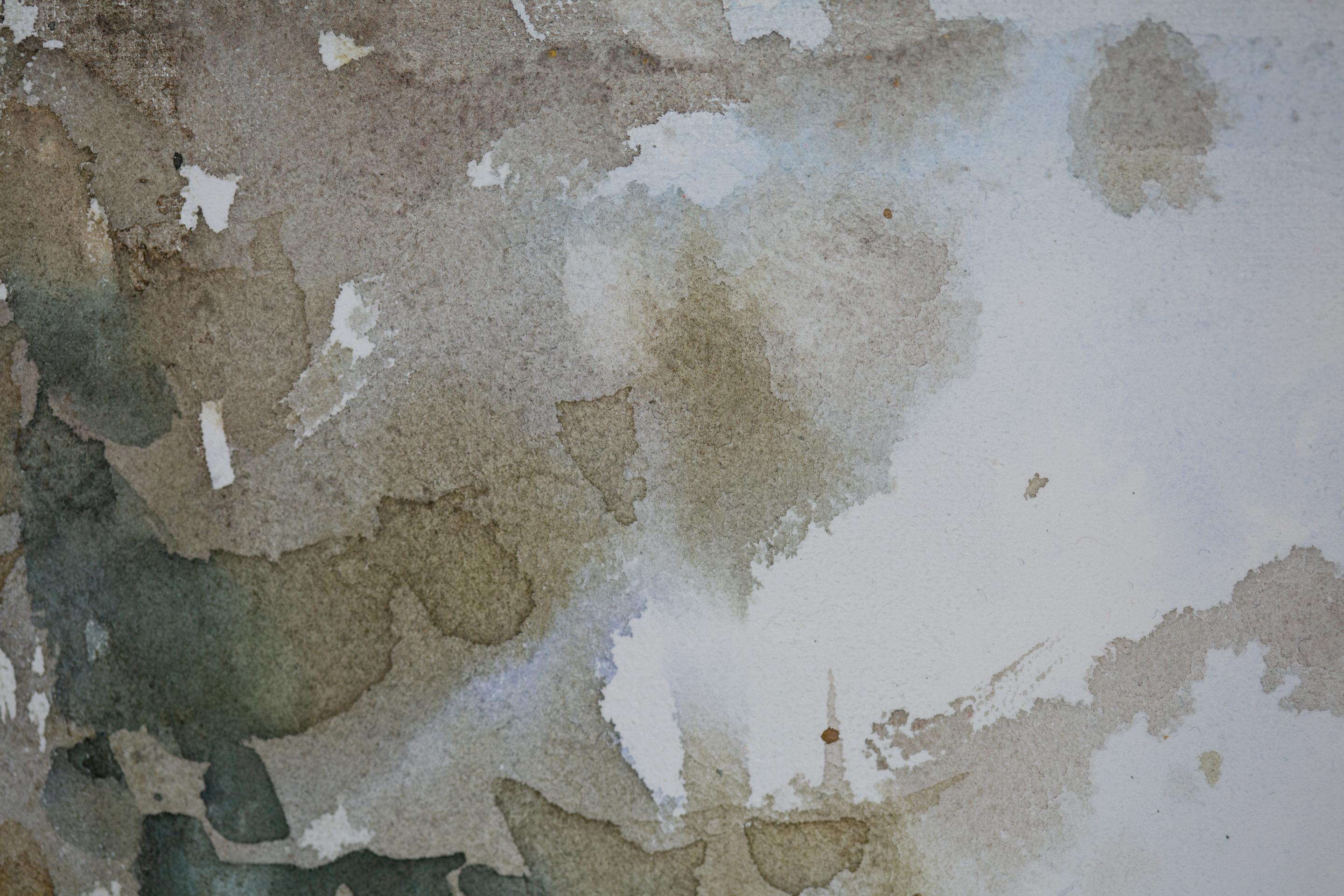 Flieder in den Bergen. Vertikal, Aquarell, Blumen, Landschaft, helle Töne im Angebot 6