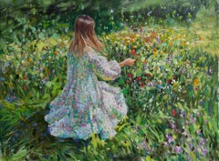 Little Flower. Horizontal, figurative, girl, flowers, beauty