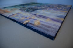 London Dream. Square, blue, taxi, rain, city, semi-abstract, large