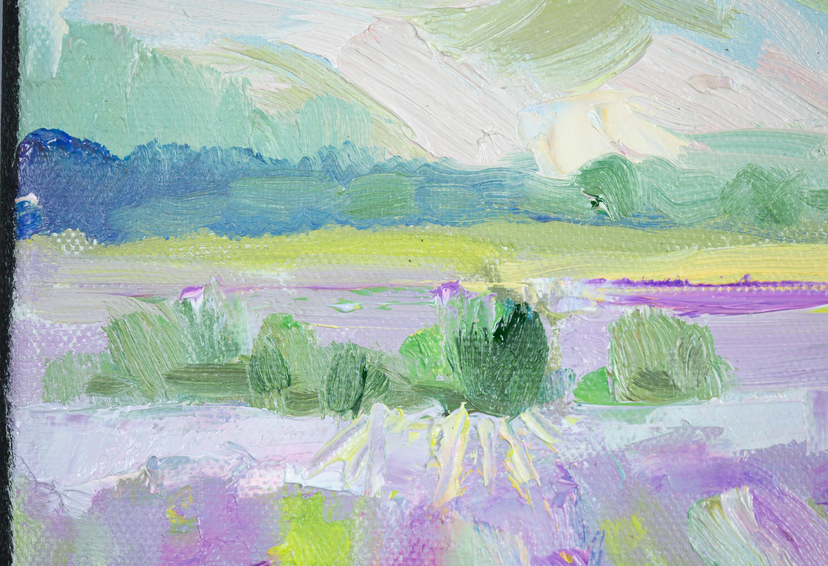 Lujo de Provenza. Paisaje, impresionismo, óleo, cuadrado, montañas, flores en venta 2