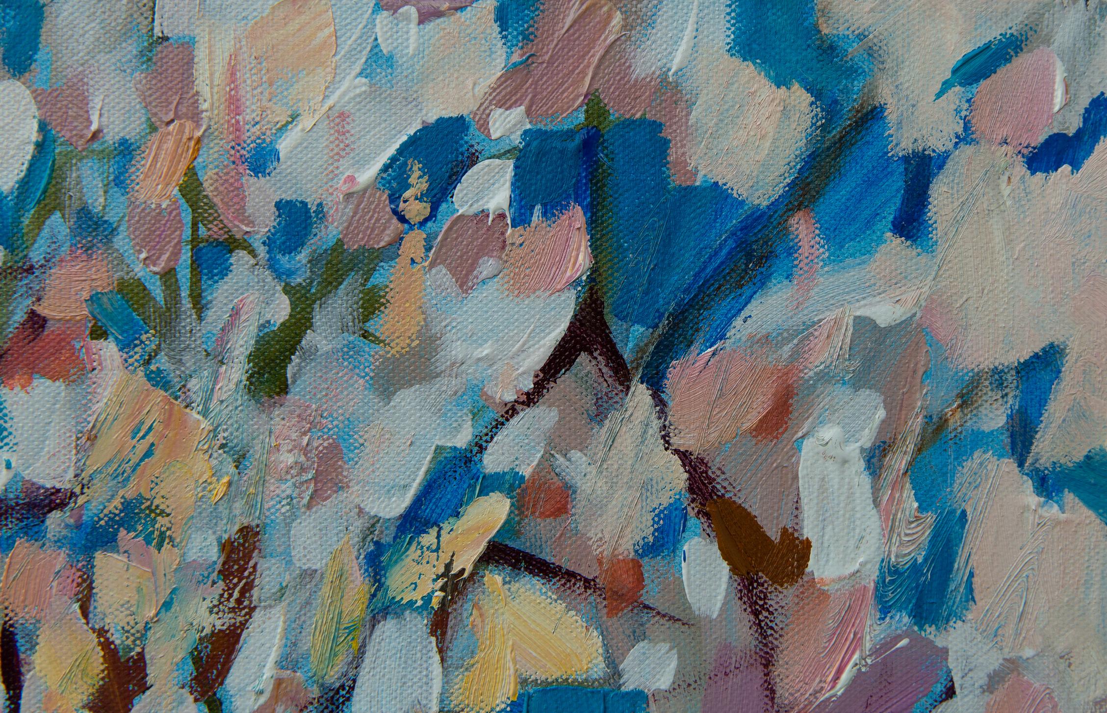 Magnolia Blossom. Impressionism, flowers, large, horizontal, acrylic For Sale 5